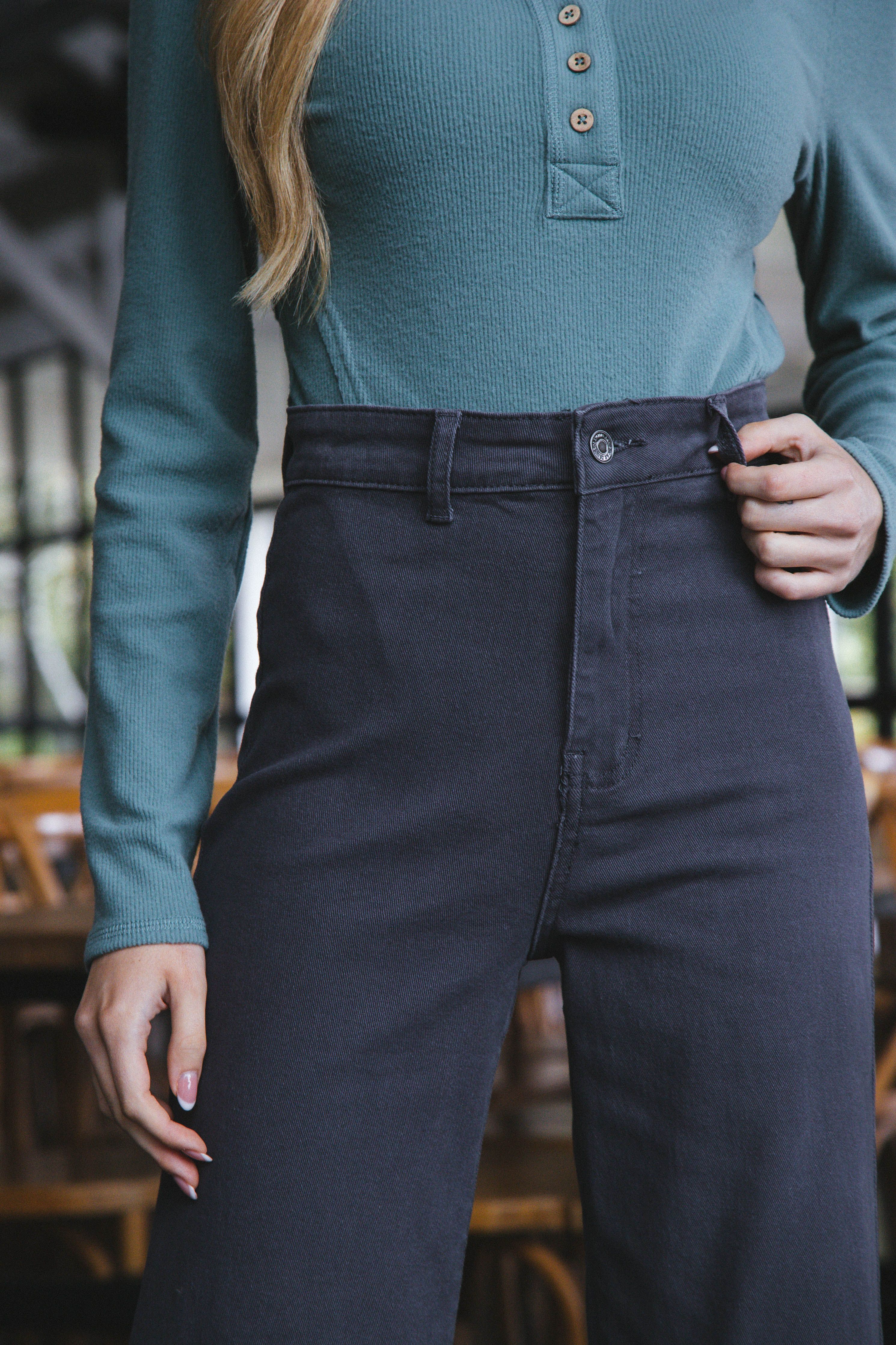 Aria High Rise Wide Leg Pants, Charcoal sold by North & Main Clothing Company product image thumbnail 5