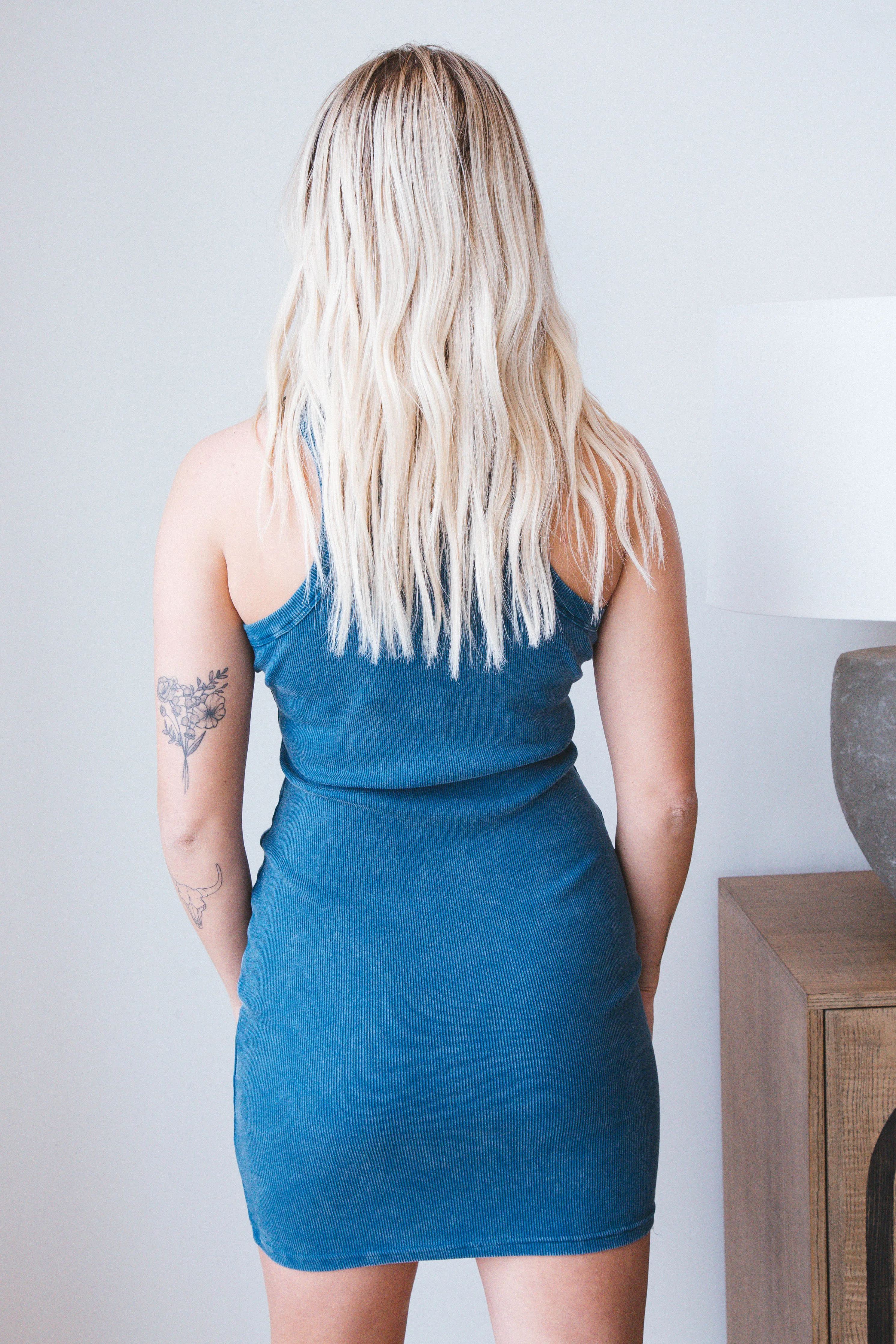 Ashley Acid Washed Mini Dress, Dark Teal sold by North & Main Clothing Company product image thumbnail 4