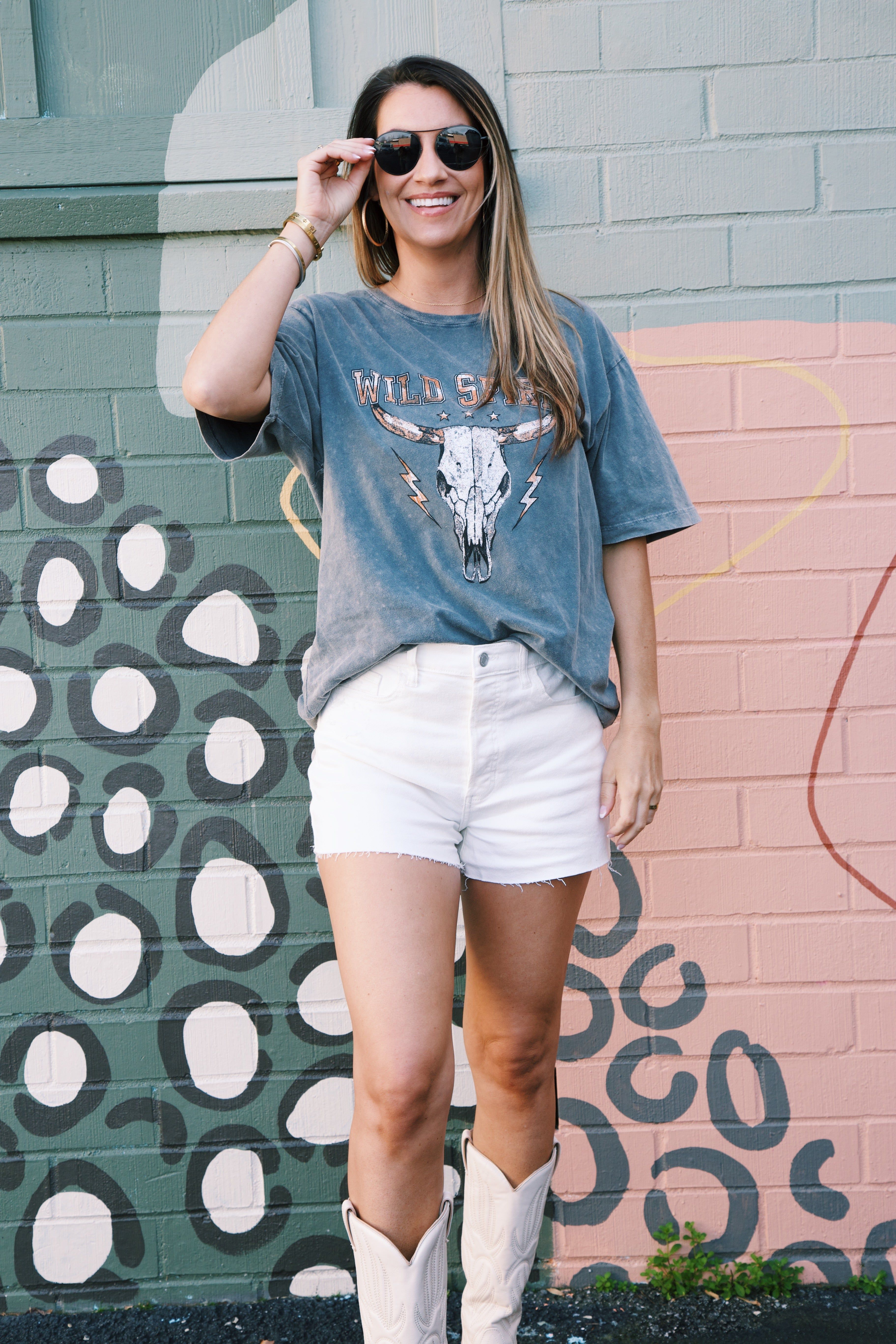 Wild Spirit Longhorn Graphic Tee, Denim | Extended Sizes sold by North & Main Clothing Company product image thumbnail 4