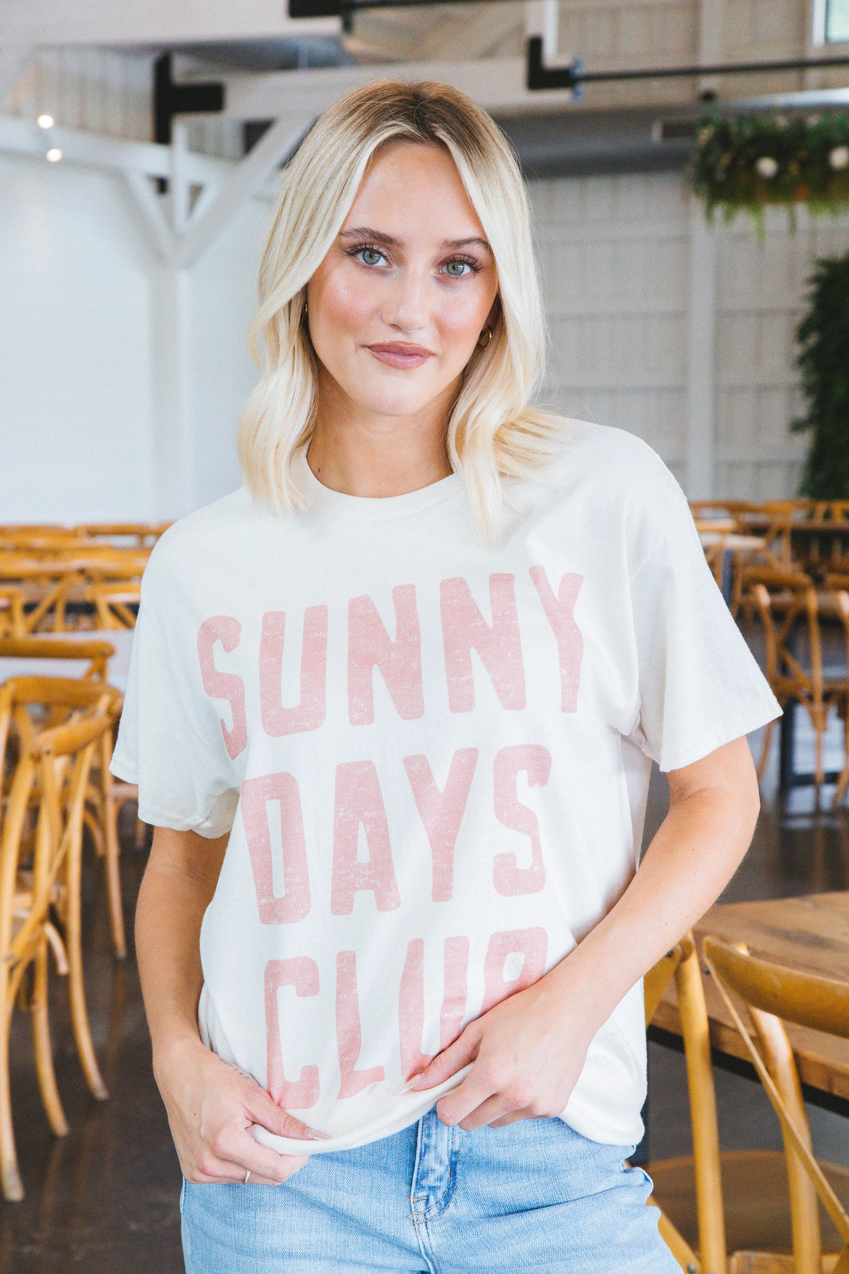 Sunny Days Club Oversized Graphic Tee, Ivory sold by North & Main Clothing Company product image thumbnail 4