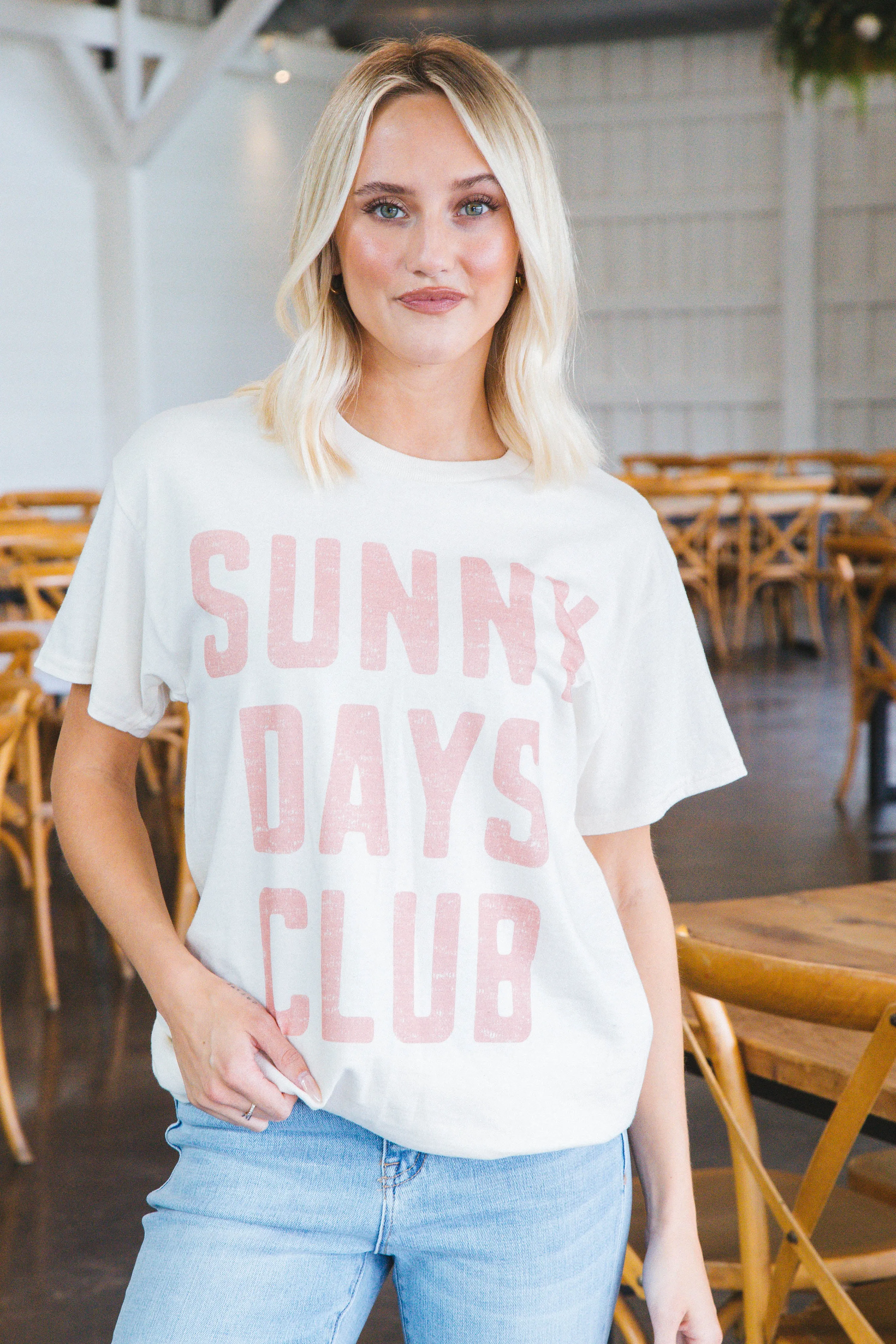 Sunny Days Club Oversized Graphic Tee, Ivory sold by North & Main Clothing Company product image thumbnail 3
