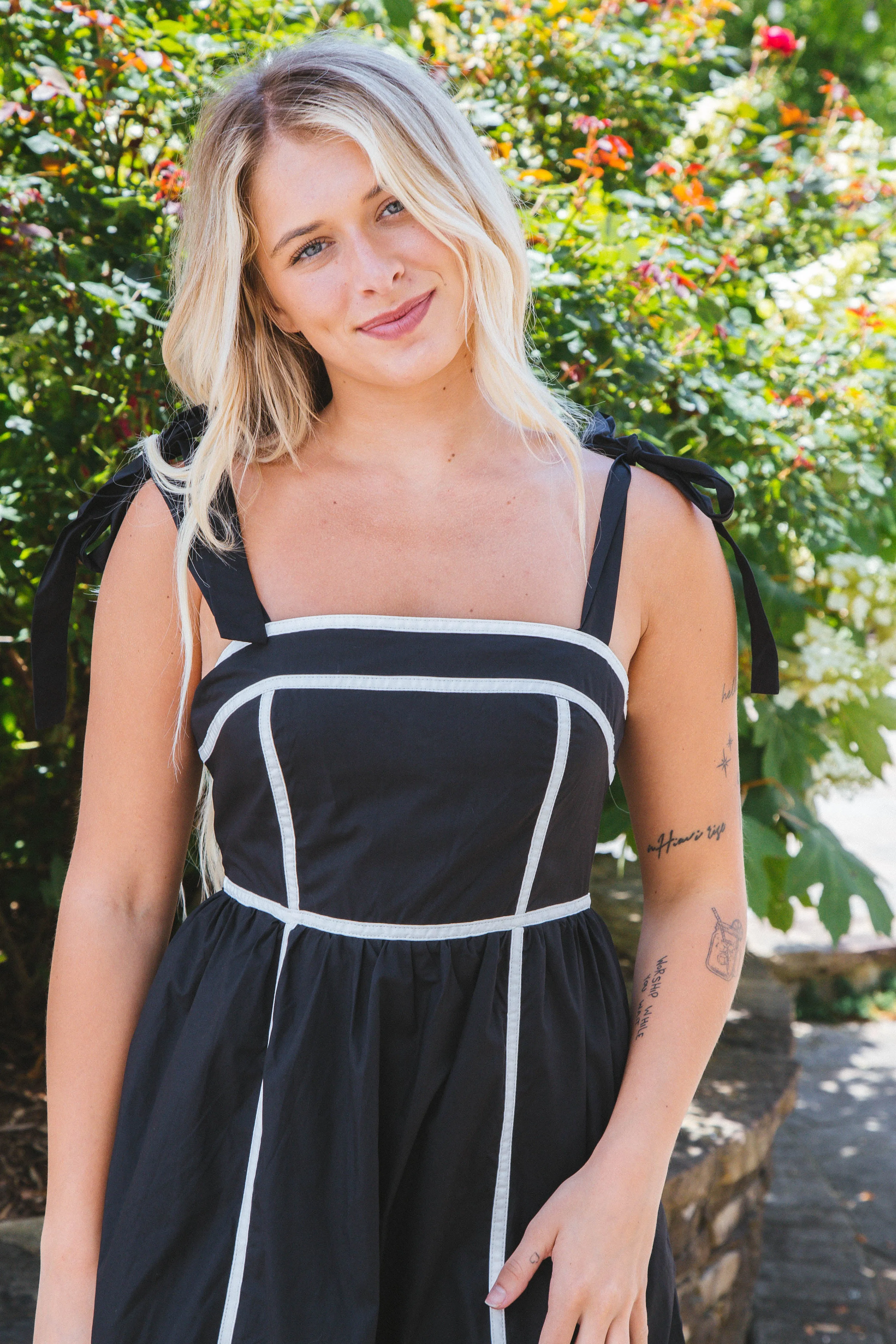 Miranda Contrast Detail Midi Dress, Black White sold by North & Main Clothing Company product image thumbnail 4