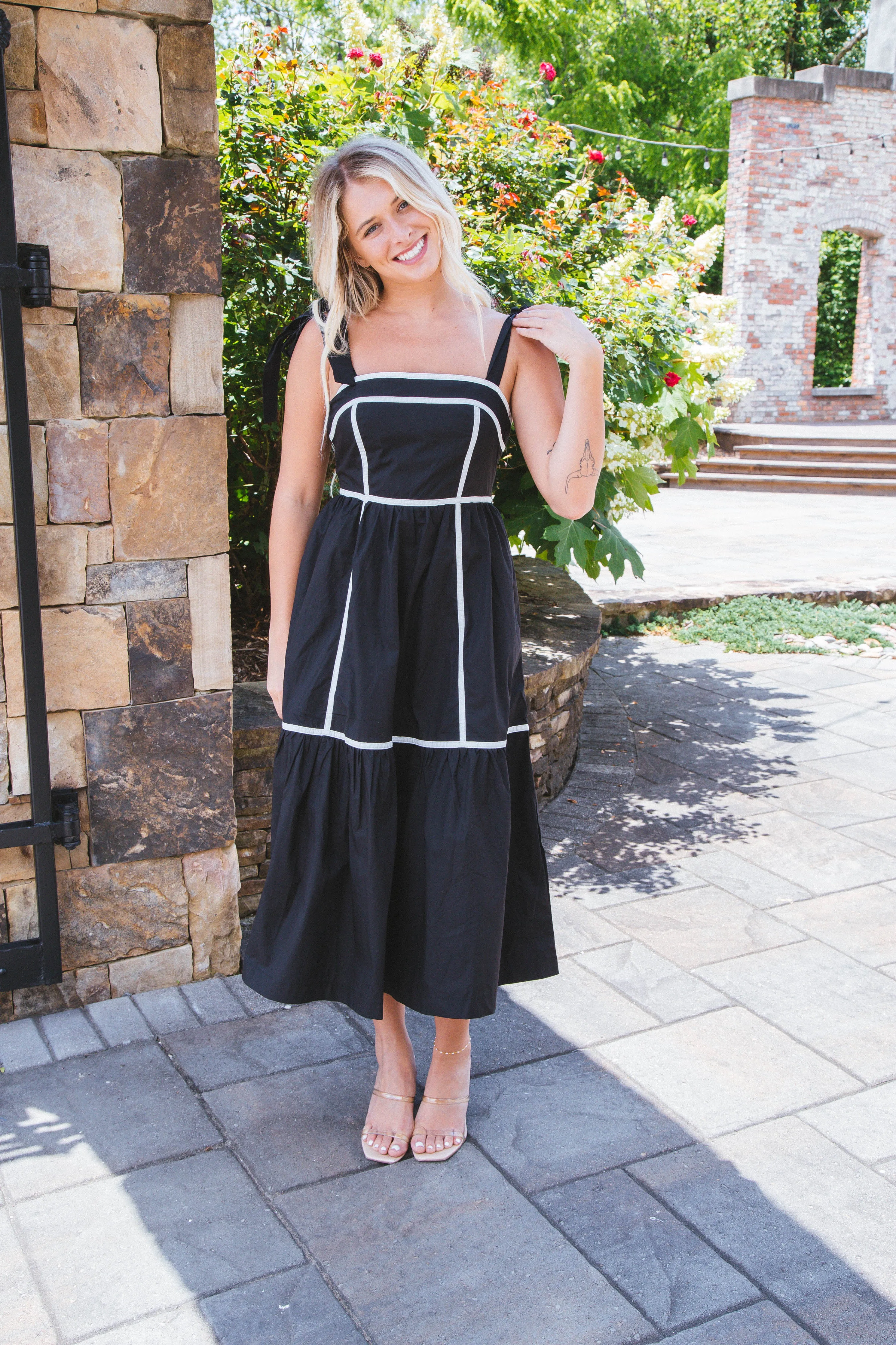 Miranda Contrast Detail Midi Dress, Black White sold by North & Main Clothing Company product image thumbnail 3