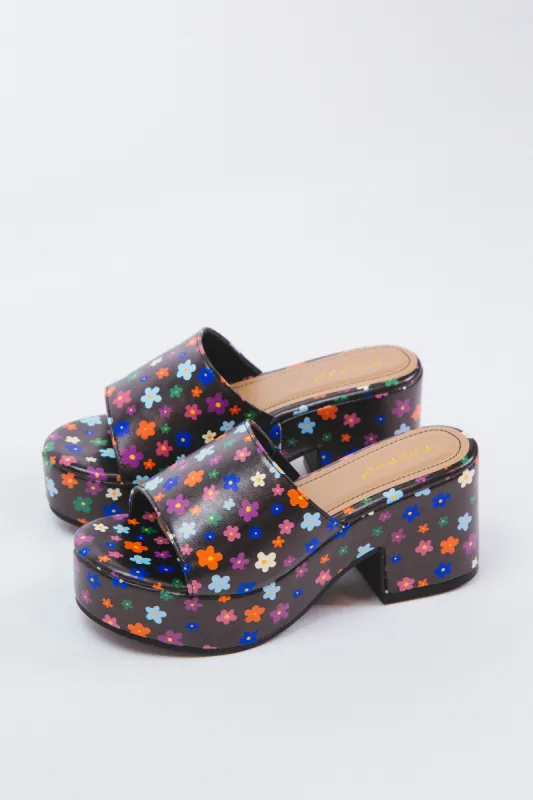Niche Floral Platform Sandal, Black Multi sold by North & Main Clothing Company