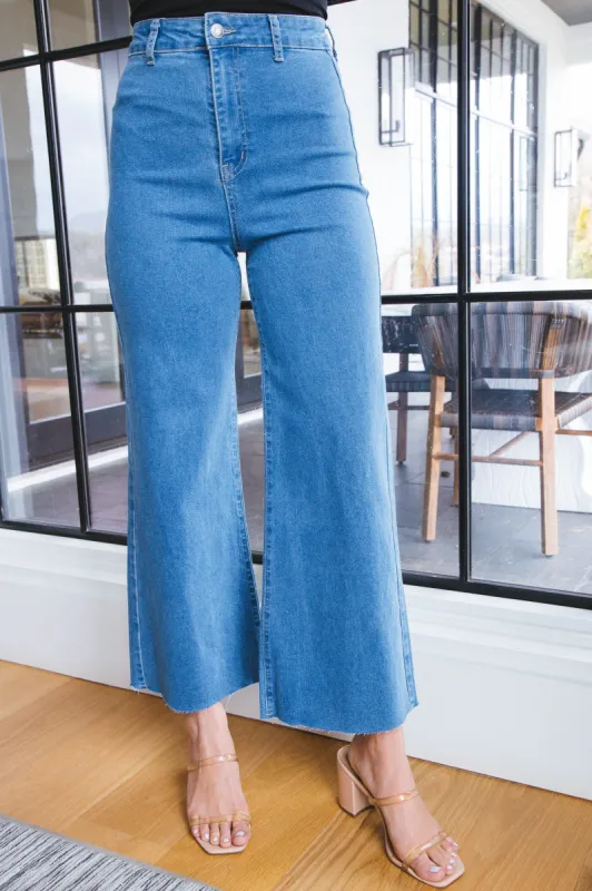 Aria High Rise Wide Leg Pants, Medium Denim sold by North & Main Clothing Company