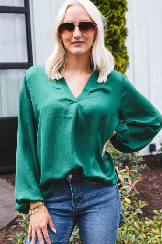 Wrennlyn Woven Blouse, Green sold by North & Main Clothing Company