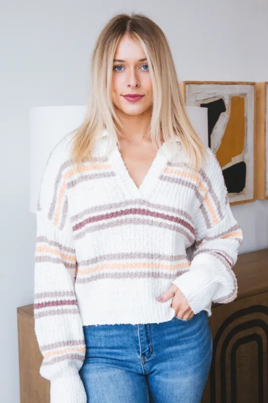 Kennedy Pullover Striped Sweater, Ivory Oat | Free People sold by North & Main Clothing Company