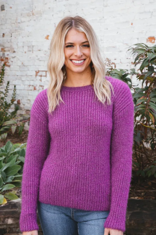 Jolene Crew Neck Sweater, Silver Violet | RD Style sold by North & Main Clothing Company