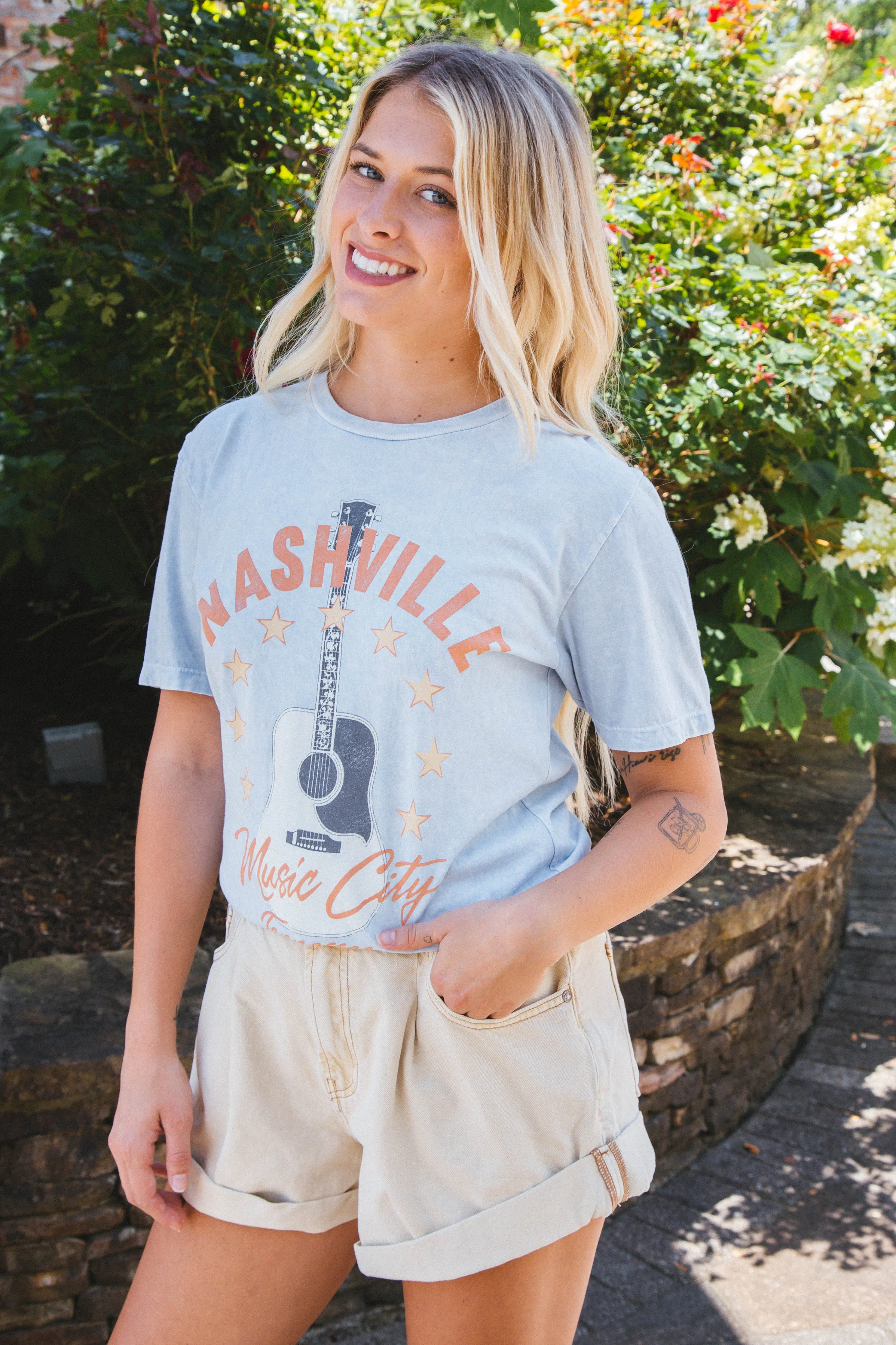 Nashville Music City Graphic Tee, Light Blue sold by North & Main Clothing Company product image thumbnail 5