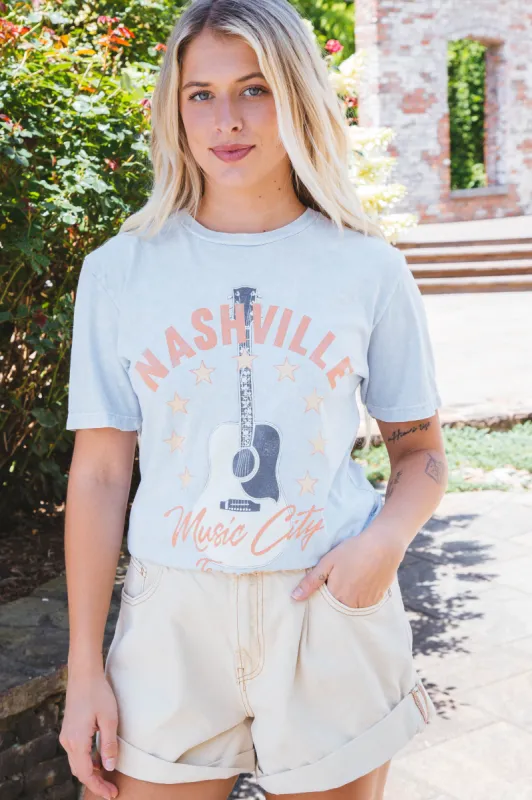 Nashville Music City Graphic Tee, Light Blue sold by North & Main Clothing Company