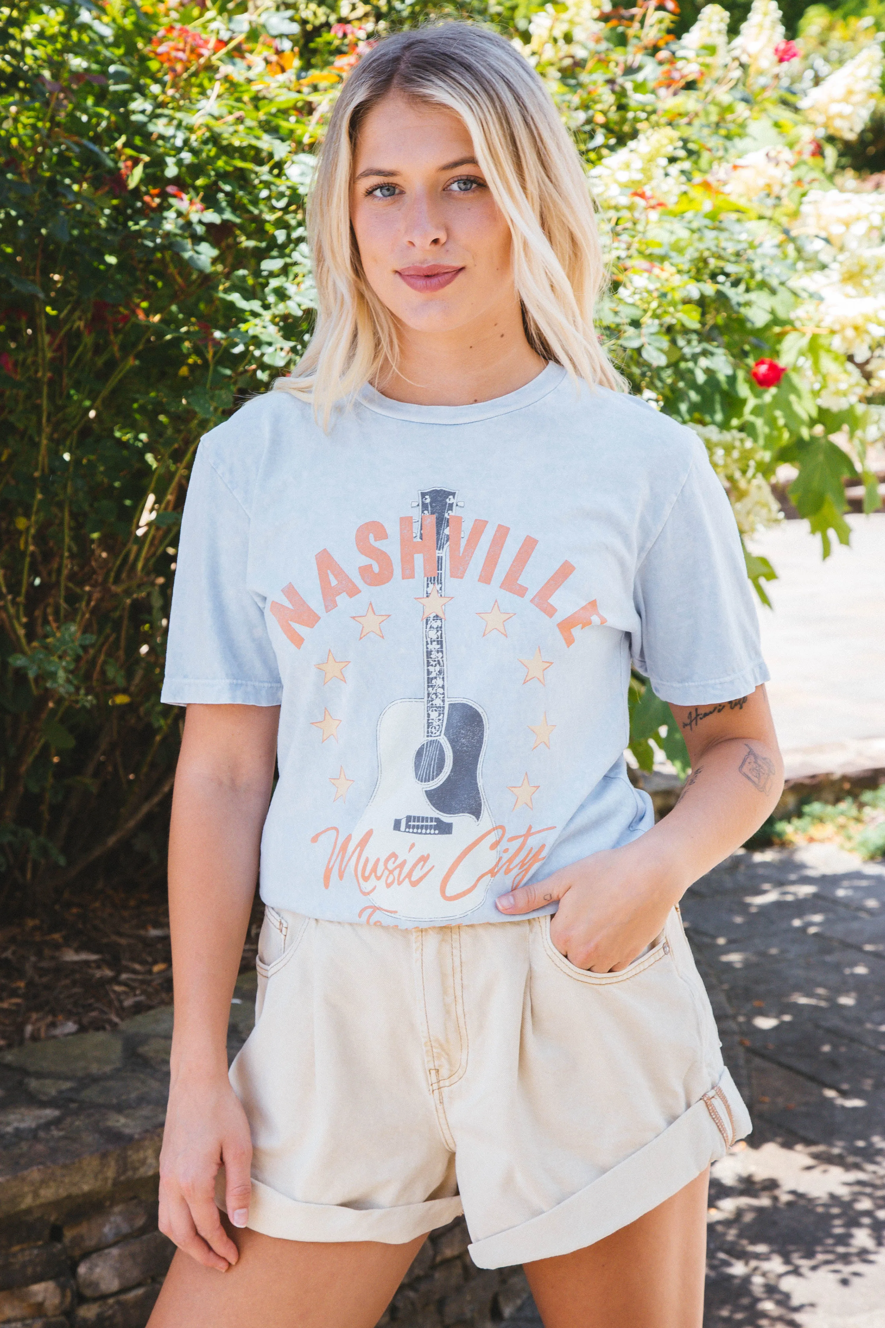 Nashville Music City Graphic Tee, Light Blue sold by North & Main Clothing Company product image thumbnail 2