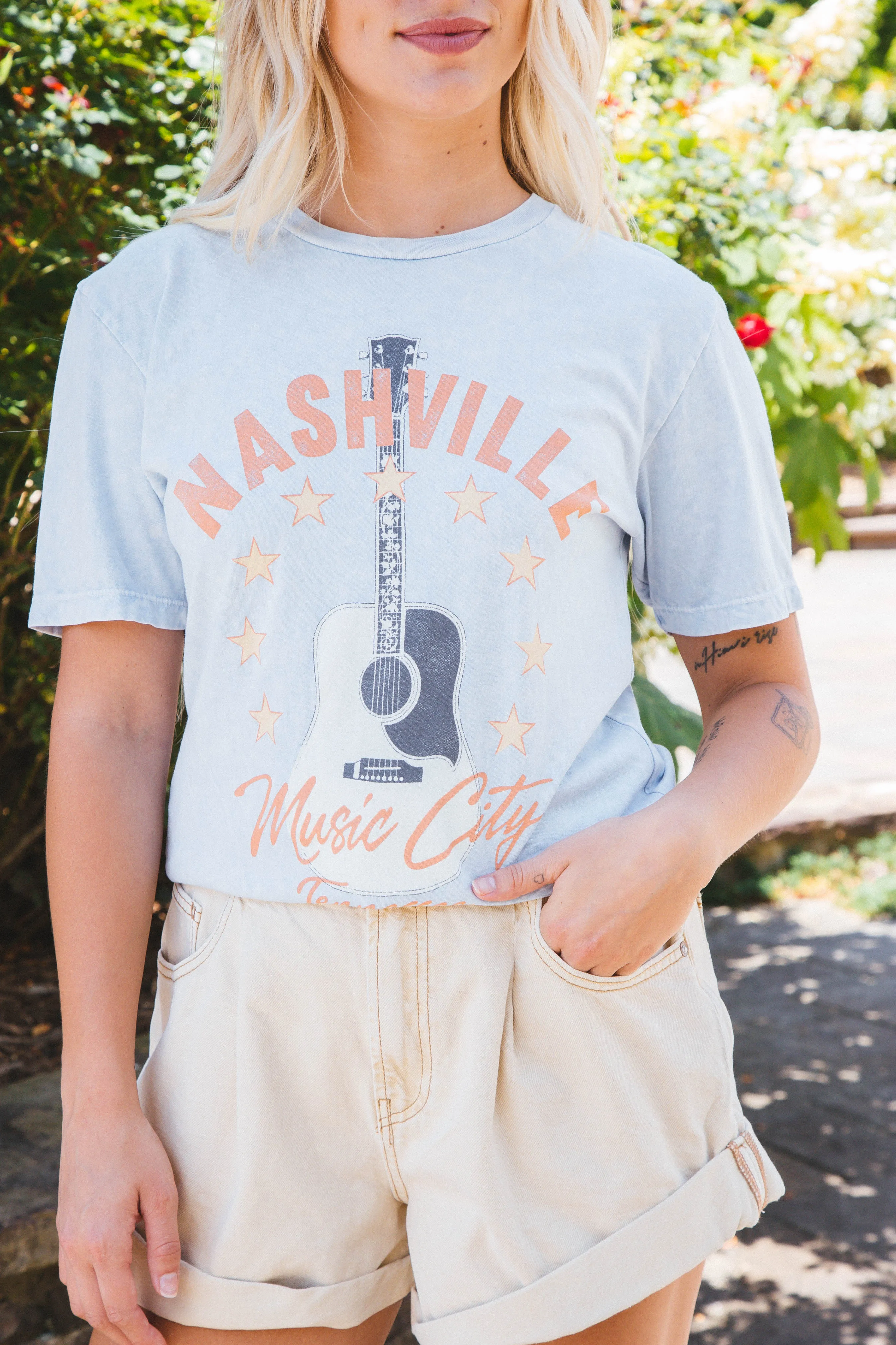 Nashville Music City Graphic Tee, Light Blue sold by North & Main Clothing Company product image thumbnail 4