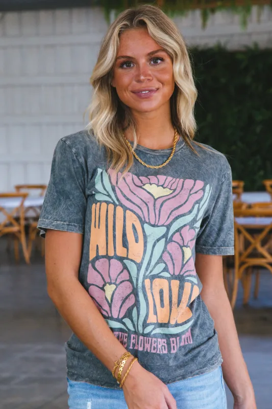 Wild Love Boyfriend Graphic Tee, Stone Gray sold by North & Main Clothing Company