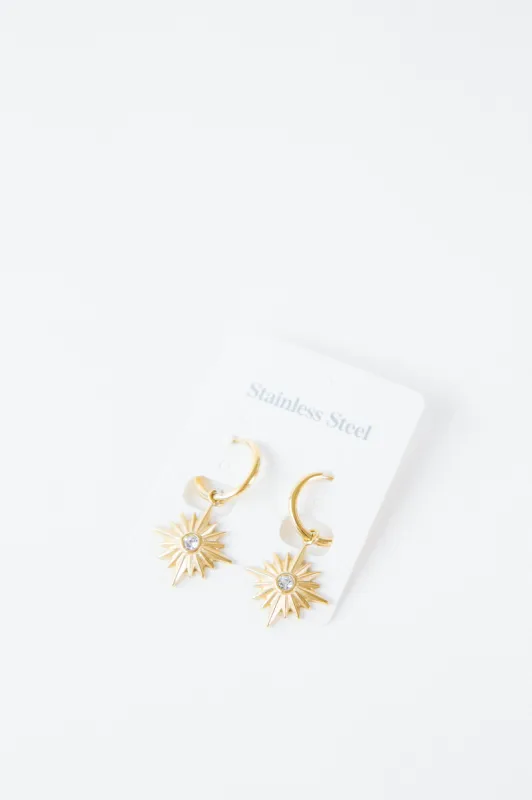 Star Pendant Huggie Earring, Gold sold by North & Main Clothing Company