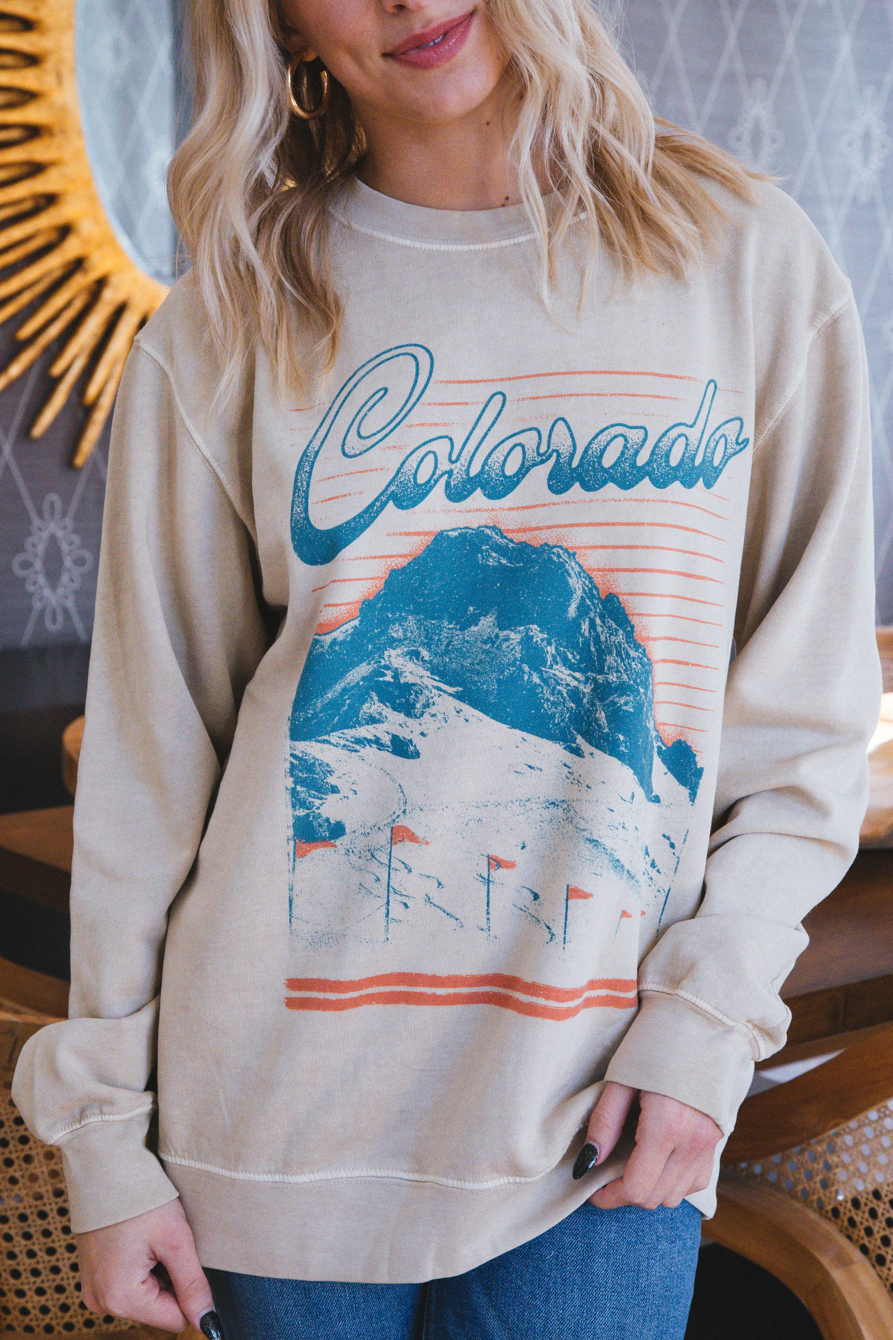 Colorado Graphic Sweatshirt, Sand | Girl Dangerous sold by North & Main Clothing Company product image thumbnail 3