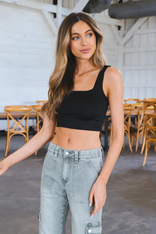 Citrine Crop Top, Black sold by North & Main Clothing Company
