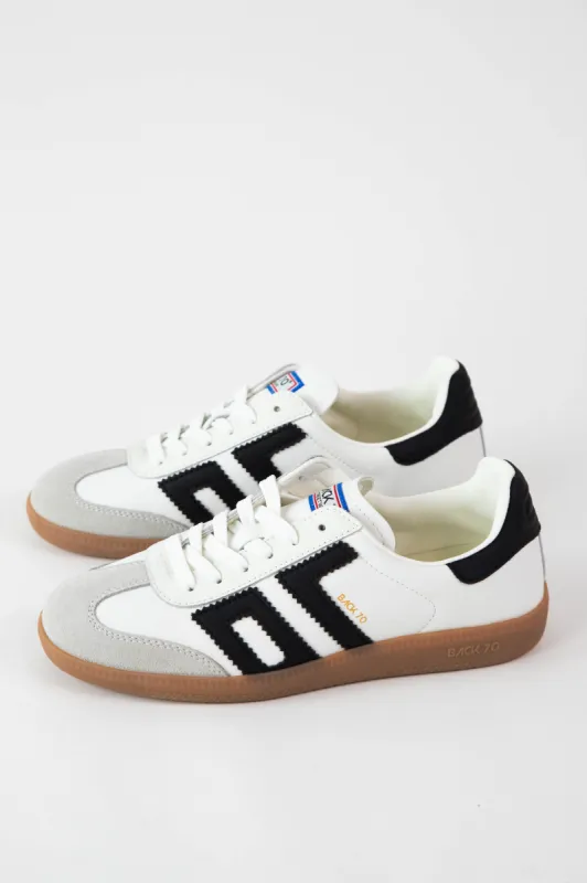 Cloud Lace Up Vintage Sneaker, White Black | Back 70 sold by North & Main Clothing Company