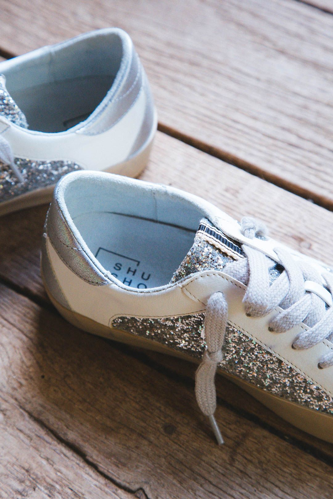 Paris Glitter Detail Lace Up Sneaker, Silver Sparkle | SHUSHOP sold by North & Main Clothing Company product image thumbnail 5
