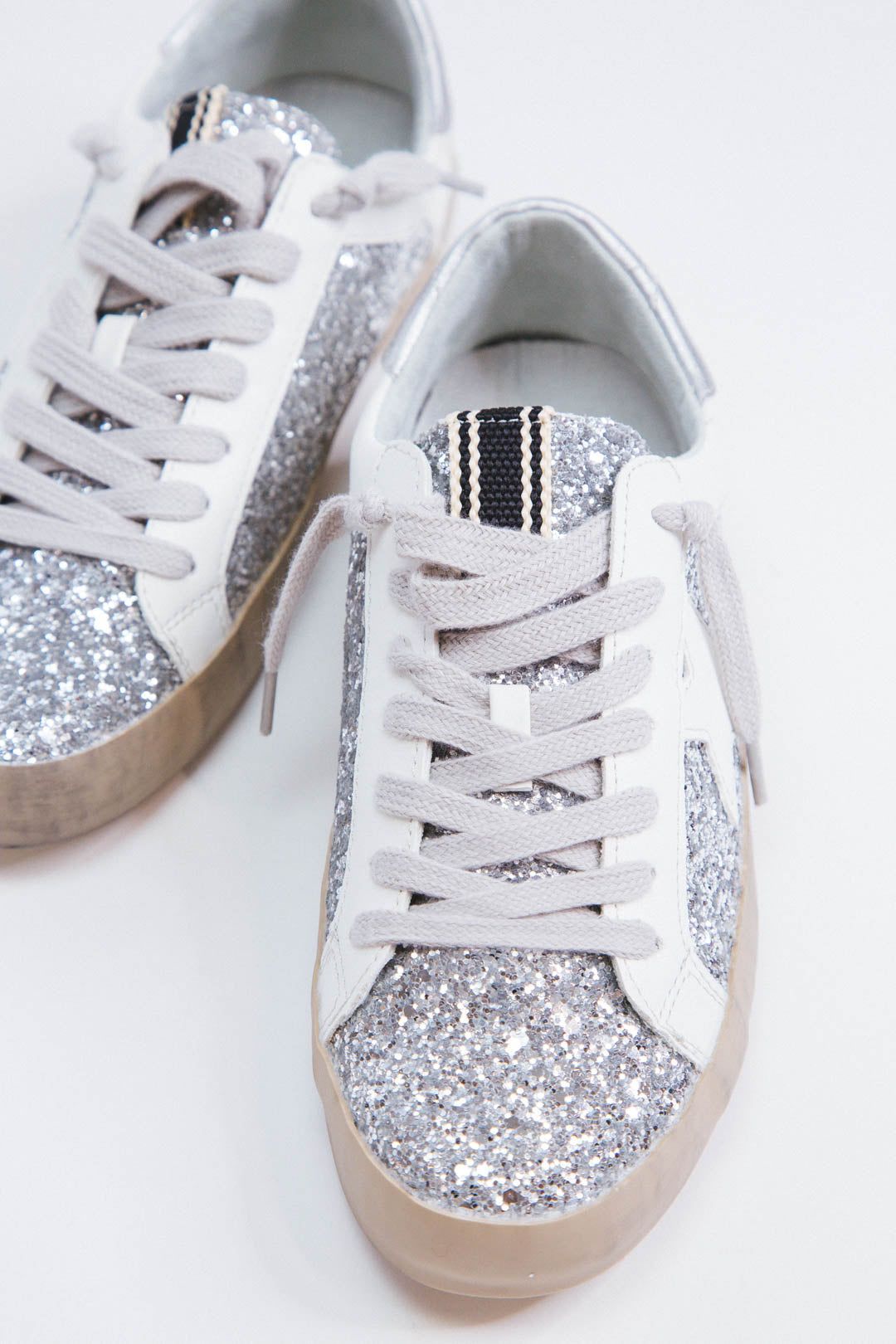 Paris Glitter Detail Lace Up Sneaker, Silver Sparkle | SHUSHOP sold by North & Main Clothing Company product image thumbnail 3