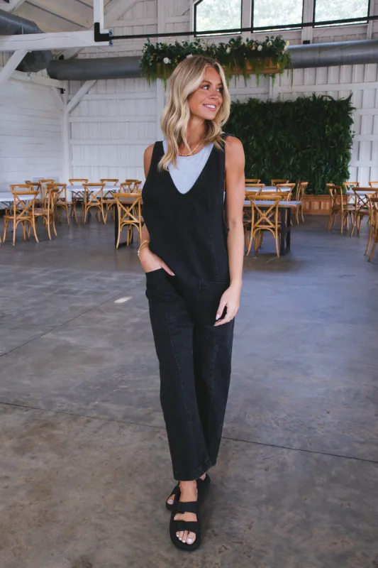 High Roller Jumpsuit, Mineral Black | Free People sold by North & Main Clothing Company