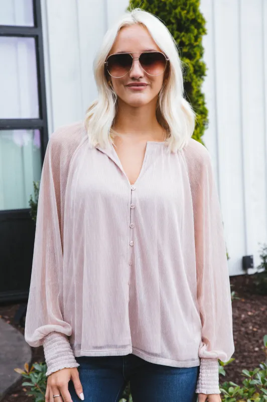 Love Always Metallic Blouse, Pink Champaign | Sanctuary sold by North & Main Clothing Company