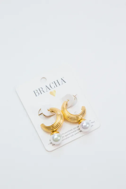Lana Pearl Earrings, Gold | BRACHA sold by North & Main Clothing Company
