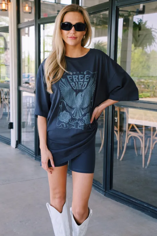 Free Bird Oversized Graphic Tee, Black sold by North & Main Clothing Company