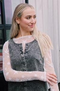 Noemie Denim Mini Dress, On Mute | Free People sold by North & Main Clothing Company