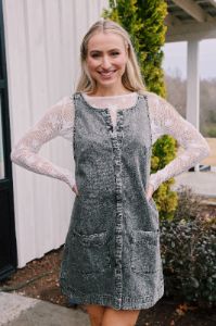 Noemie Denim Mini Dress, On Mute | Free People sold by North & Main Clothing Company