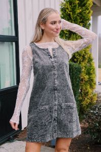 Noemie Denim Mini Dress, On Mute | Free People sold by North & Main Clothing Company