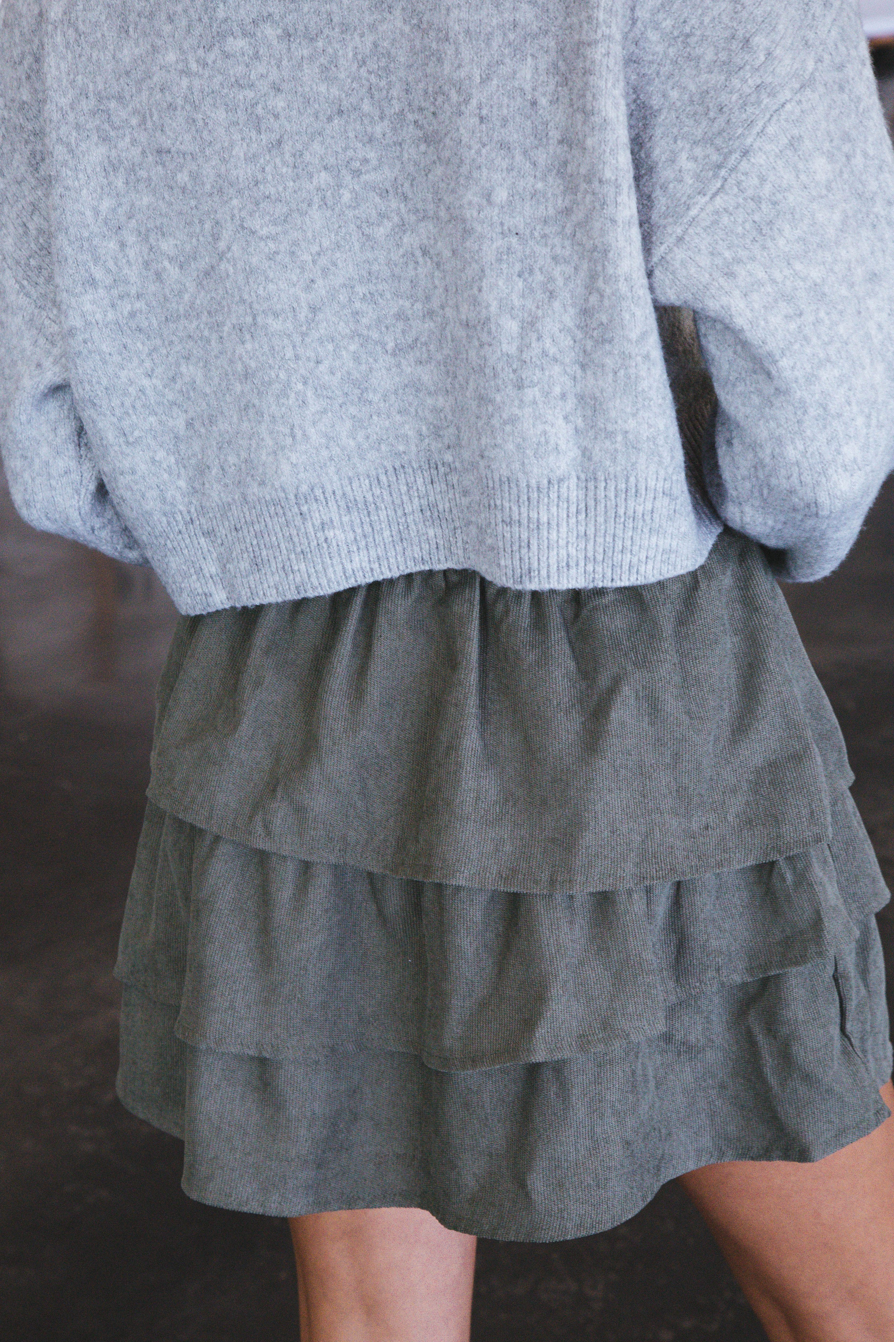 Second Chance Corduroy Mini Skirt, Olive sold by North & Main Clothing Company product image thumbnail 5