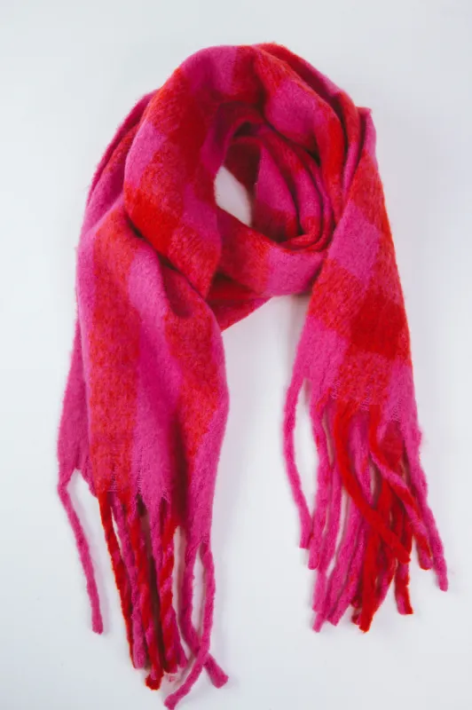 Noelle Knit Scarf, Red Pink sold by North & Main Clothing Company