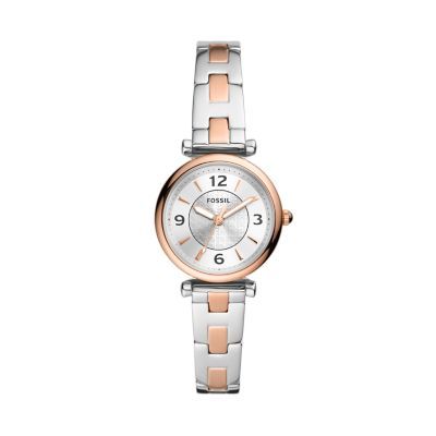 Carlie Two Tone Watch, Rose Gold/Silver | FOSSIL sold by North & Main Clothing Company