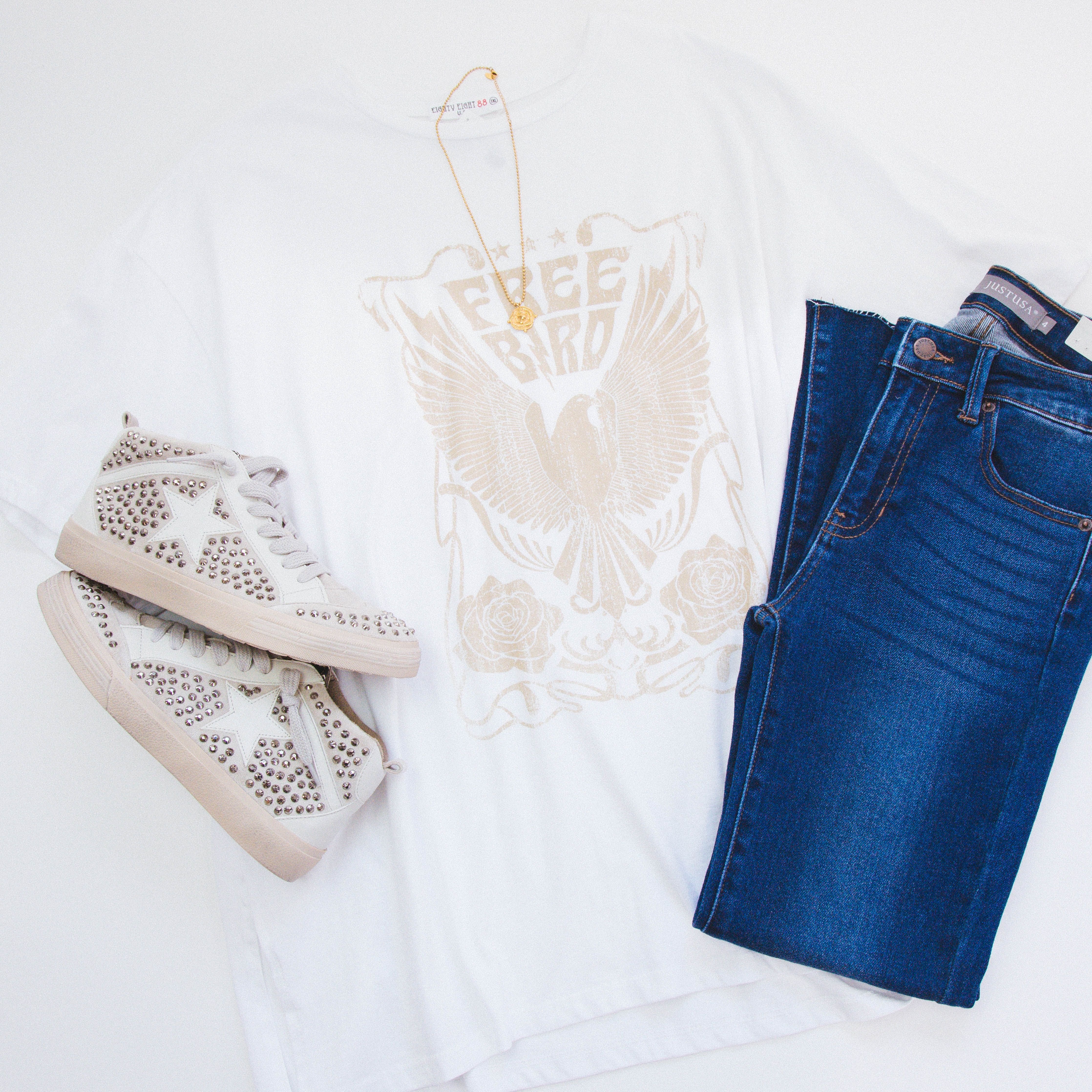 Free Bird Graphic Tee, White | Plus Size sold by North & Main Clothing Company product image thumbnail 3