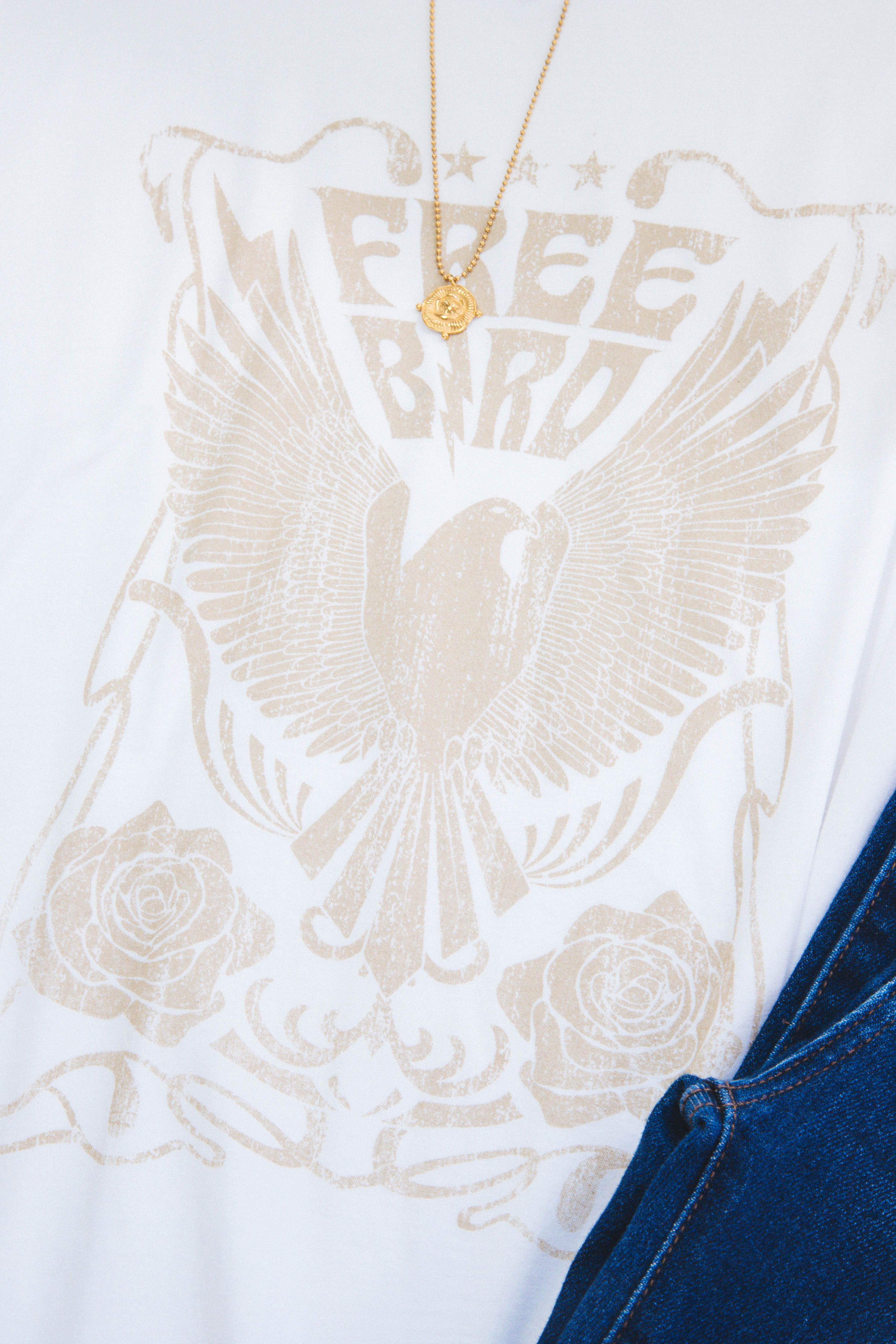 Free Bird Graphic Tee, White | Plus Size sold by North & Main Clothing Company