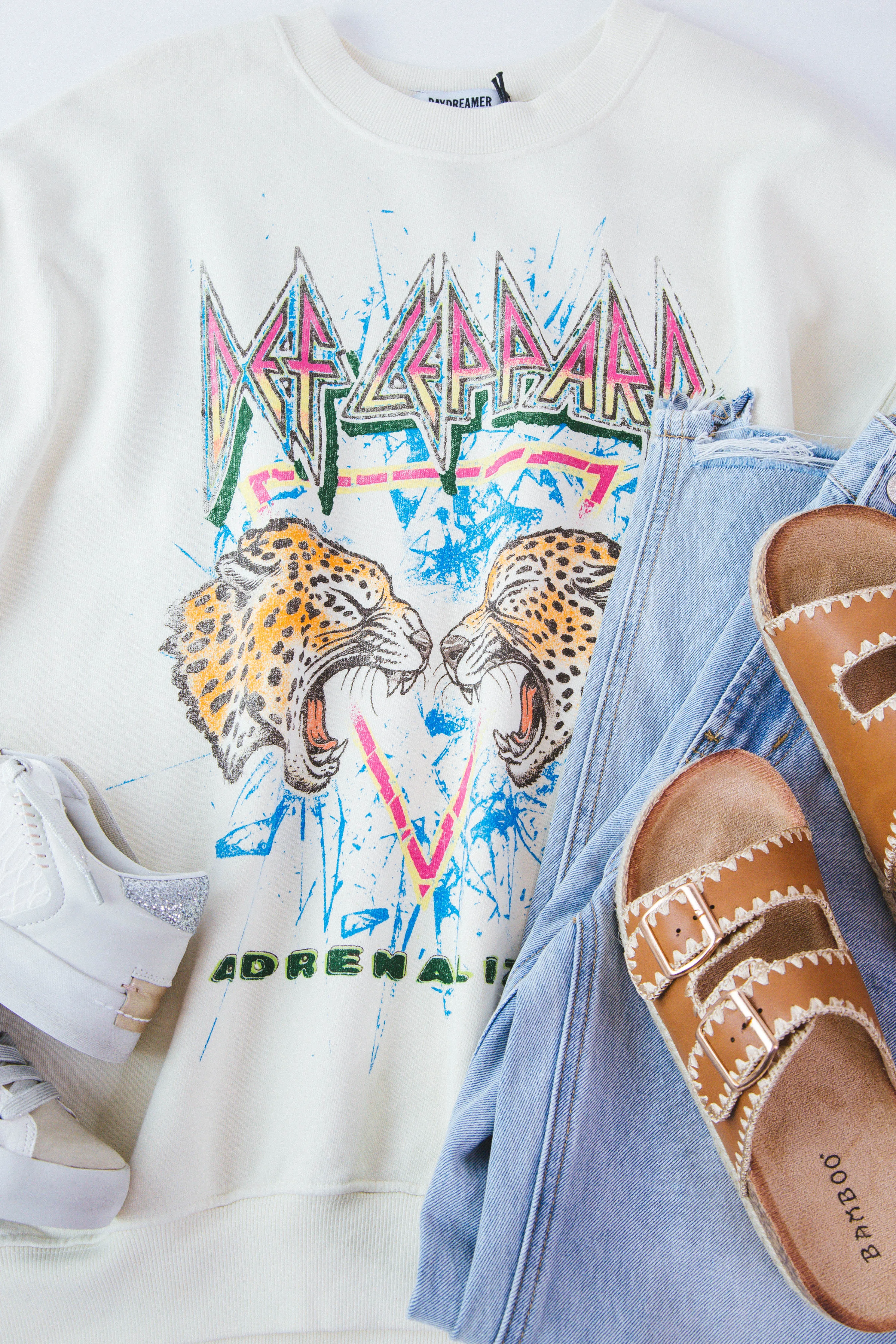Def Leppard Adrenalize Bf Crew Neck, Stone Vintage | Daydreamer sold by North & Main Clothing Company product image thumbnail 2