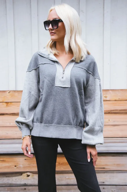 Kassey Half Zip, Heather Grey | Free People sold by North & Main Clothing Company