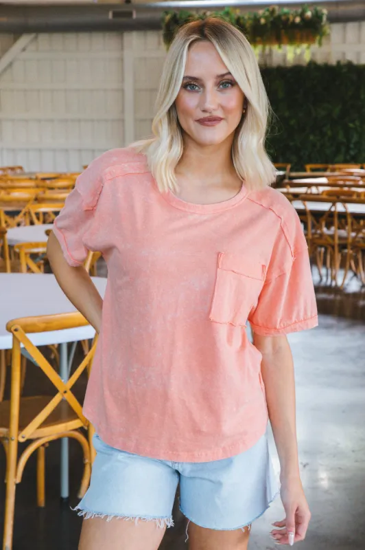 Ontario Oversized Tee, Peach sold by North & Main Clothing Company