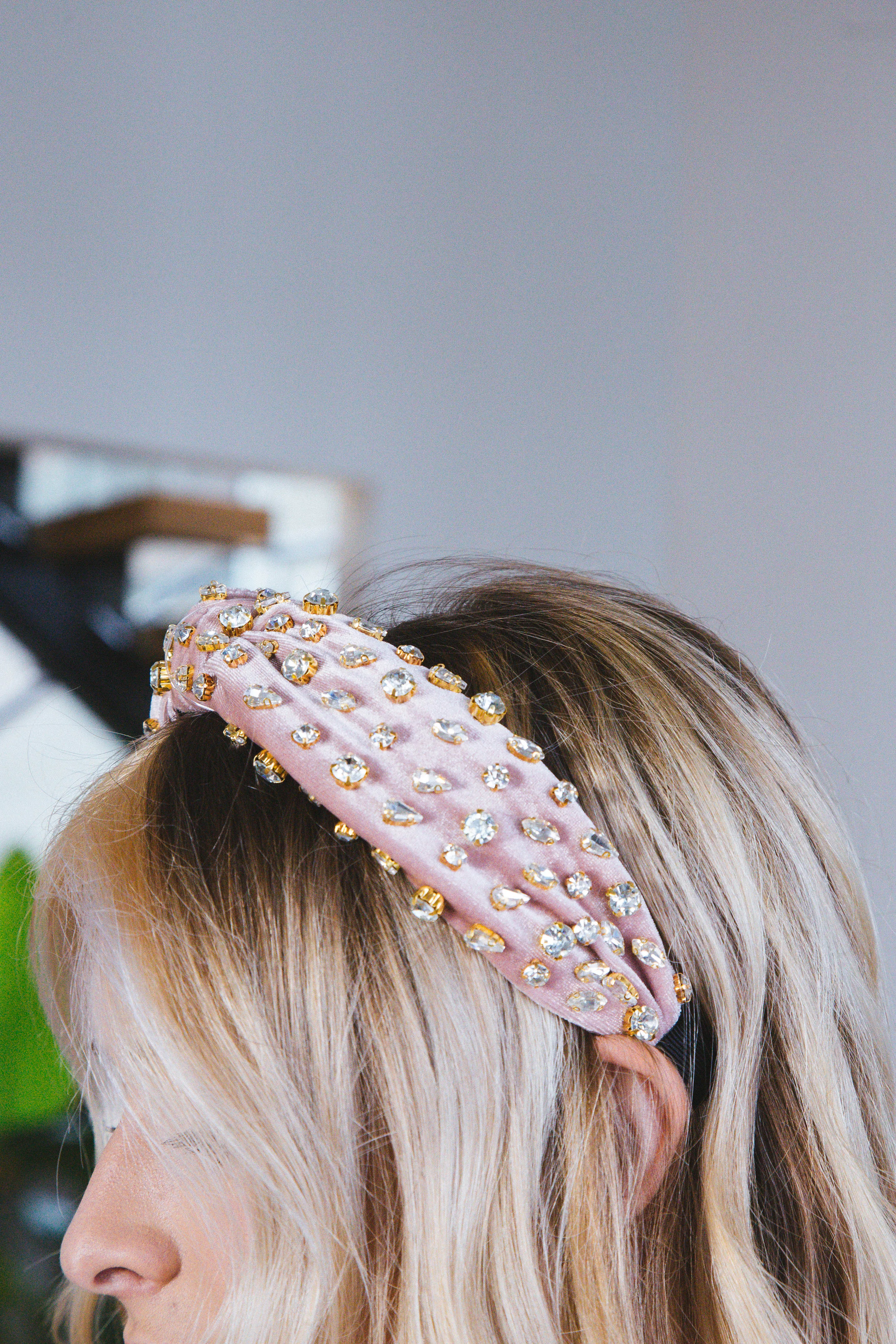 Velvet Jeweled Top Knot Headband, Dusty Pink sold by North & Main Clothing Company product image thumbnail 3
