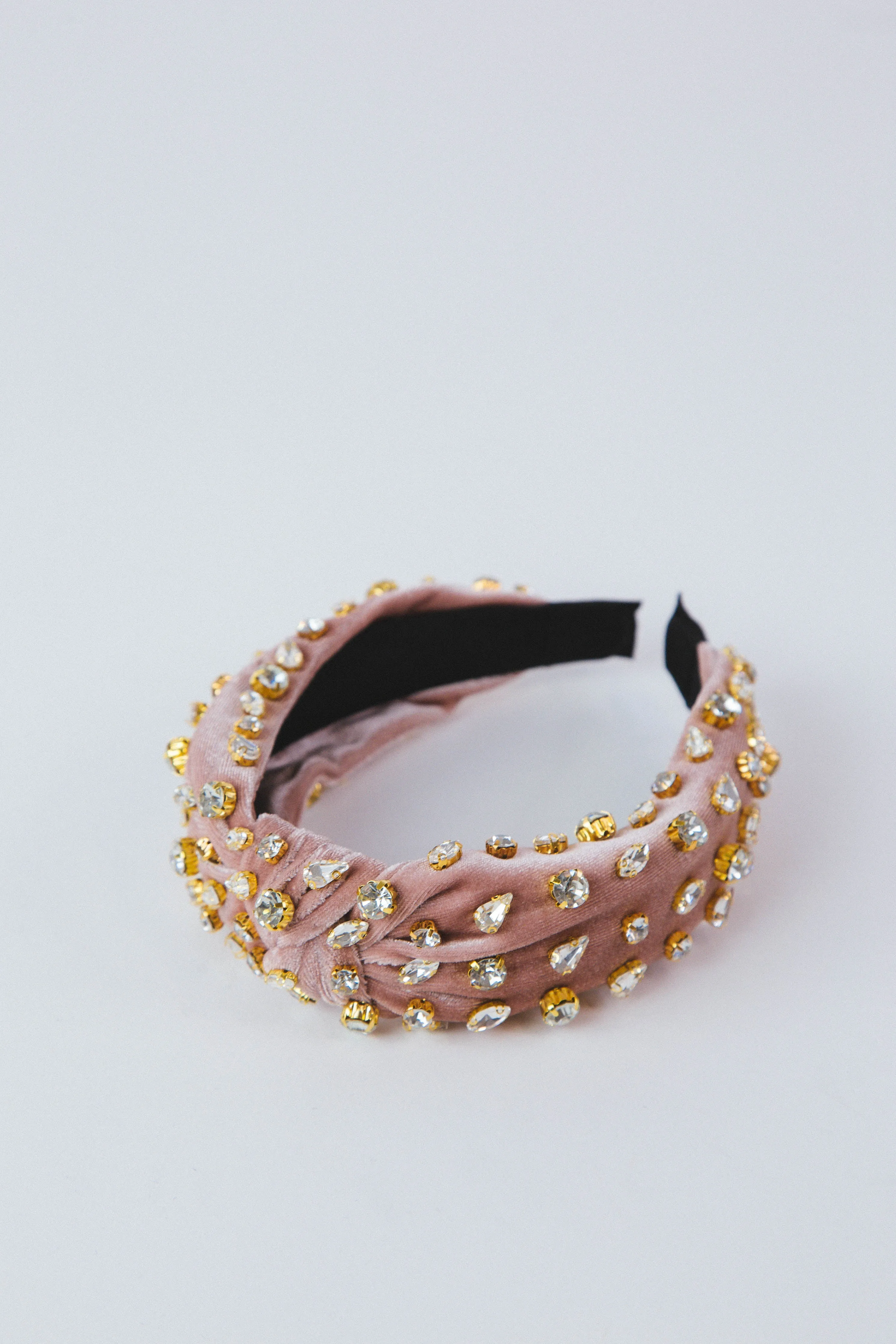 Velvet Jeweled Top Knot Headband, Dusty Pink sold by North & Main Clothing Company
