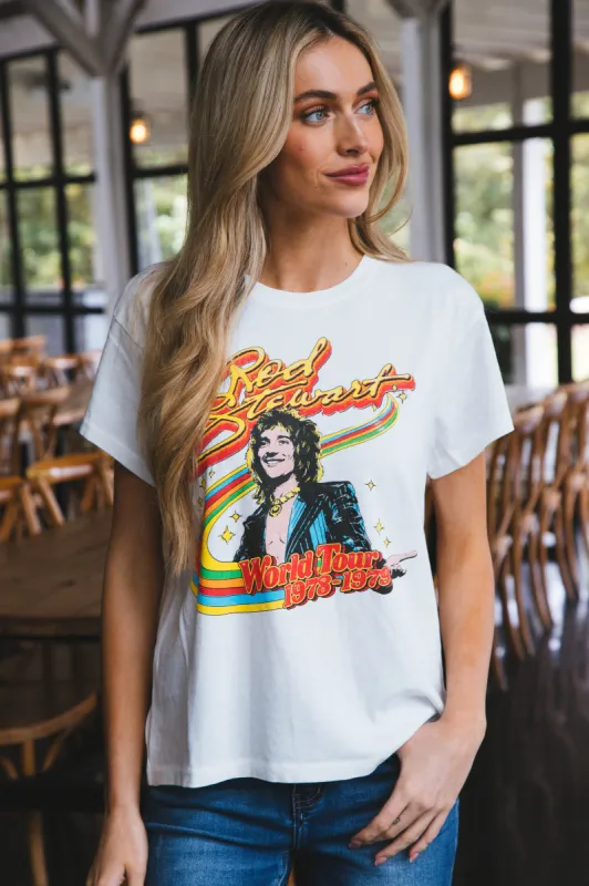 Rod Stewart Rainbow Tour Tee, Vintage White | Daydreamer sold by North & Main Clothing Company