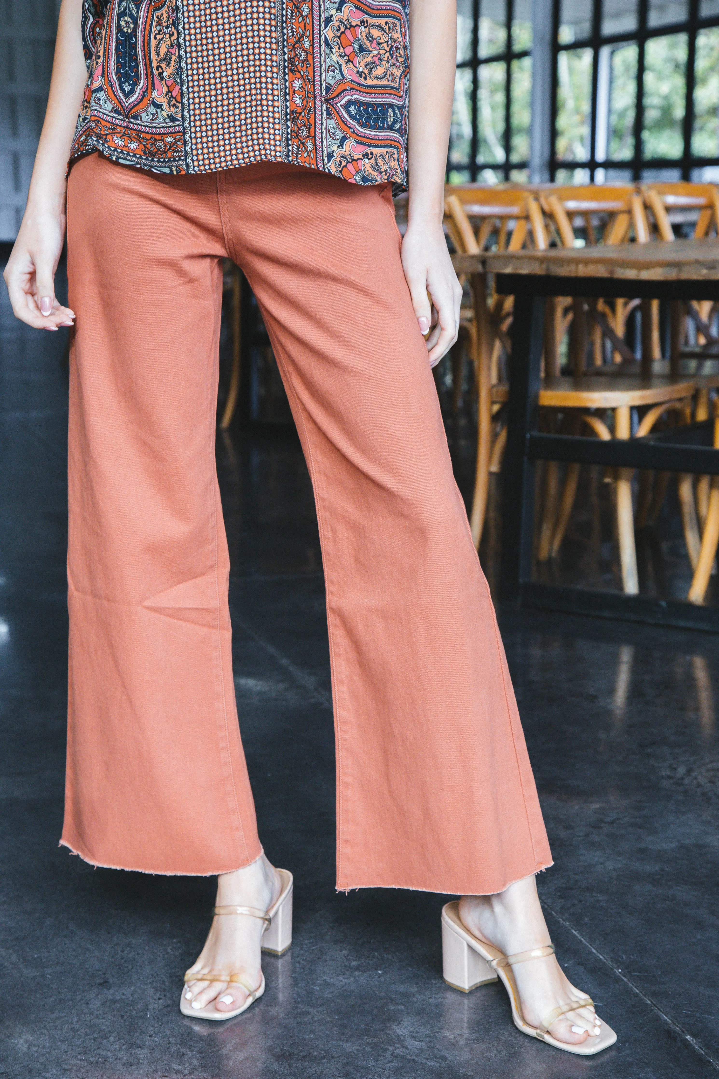 Aria High Rise Wide Leg Pants, Rust sold by North & Main Clothing Company product image thumbnail 4
