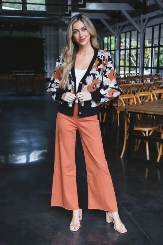Aria High Rise Wide Leg Pants, Rust sold by North & Main Clothing Company