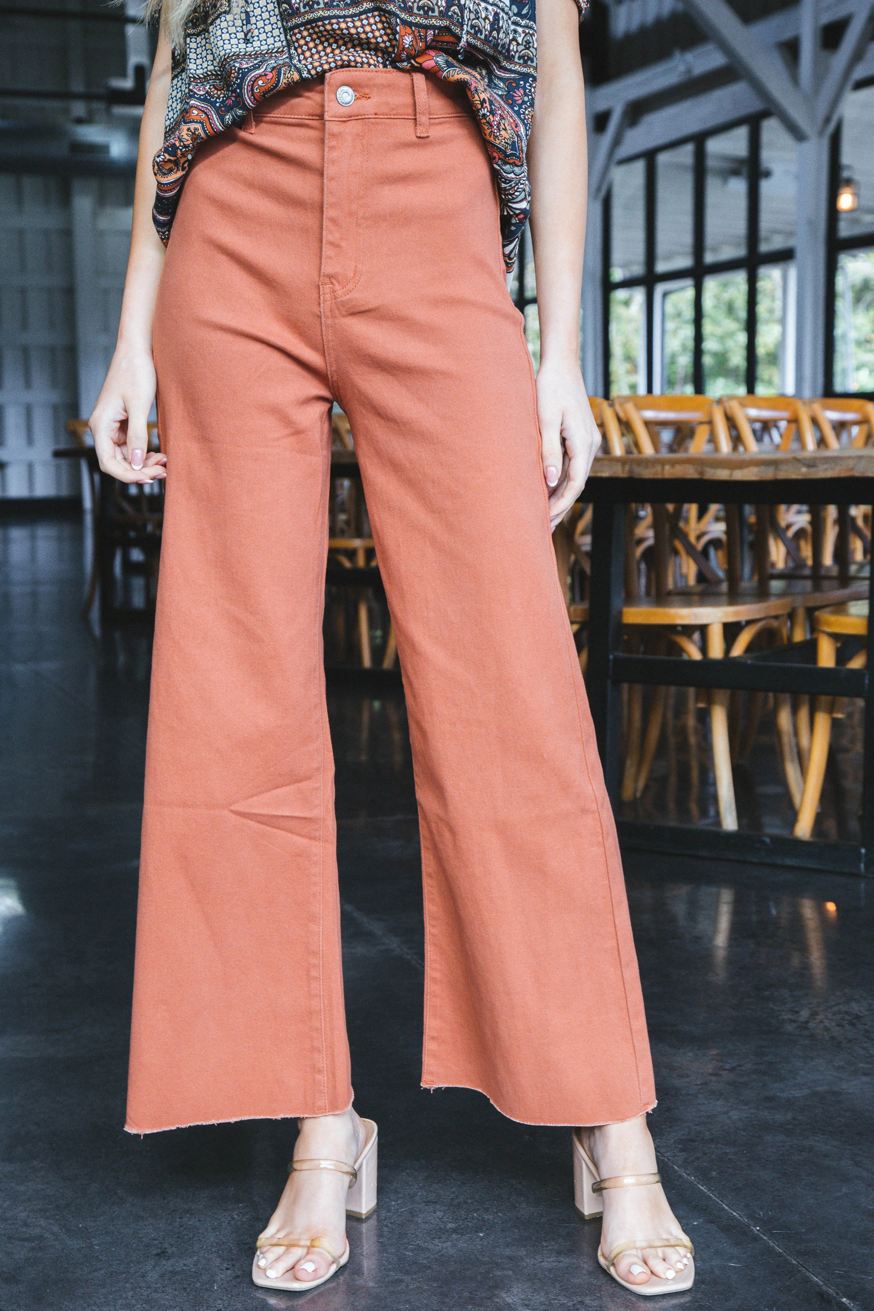 Aria High Rise Wide Leg Pants, Rust sold by North & Main Clothing Company product image thumbnail 2