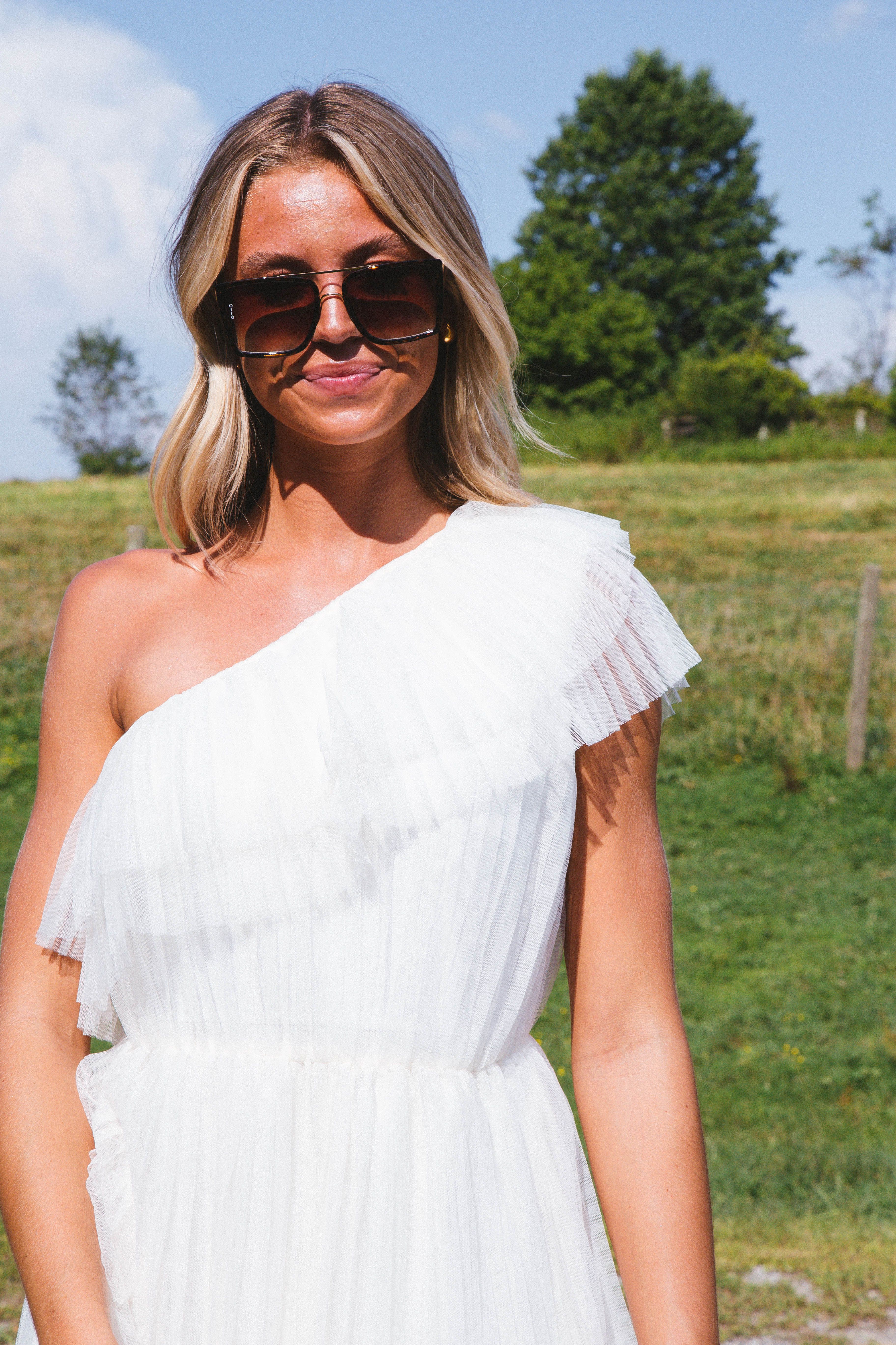 Tori One Shoulder Tulle Dress, Ivory sold by North & Main Clothing Company product image thumbnail 2