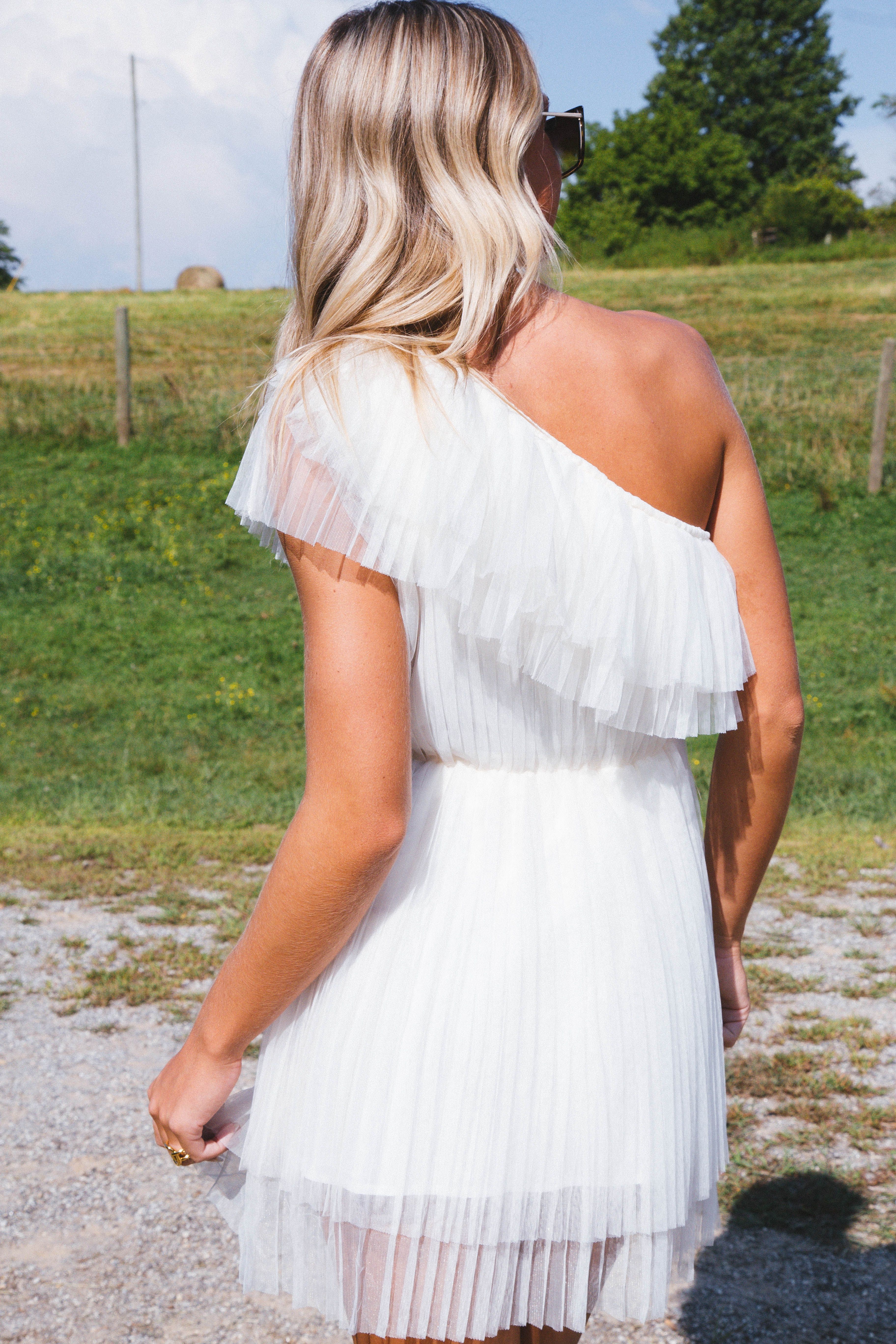 Tori One Shoulder Tulle Dress, Ivory sold by North & Main Clothing Company product image thumbnail 5