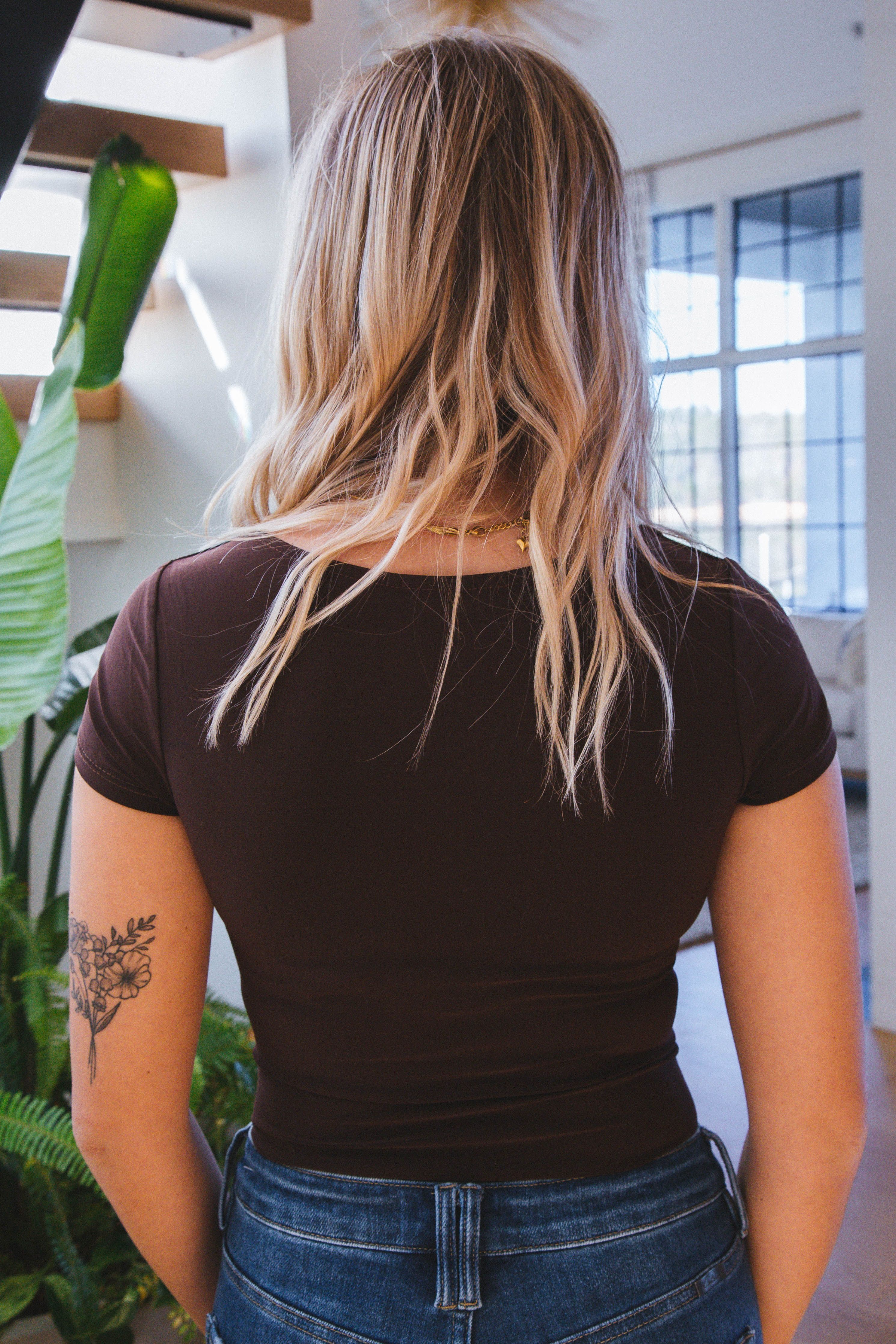 Ren Short Sleeve Square Neck Knit Bodysuit sold by North & Main Clothing Company product image thumbnail 4