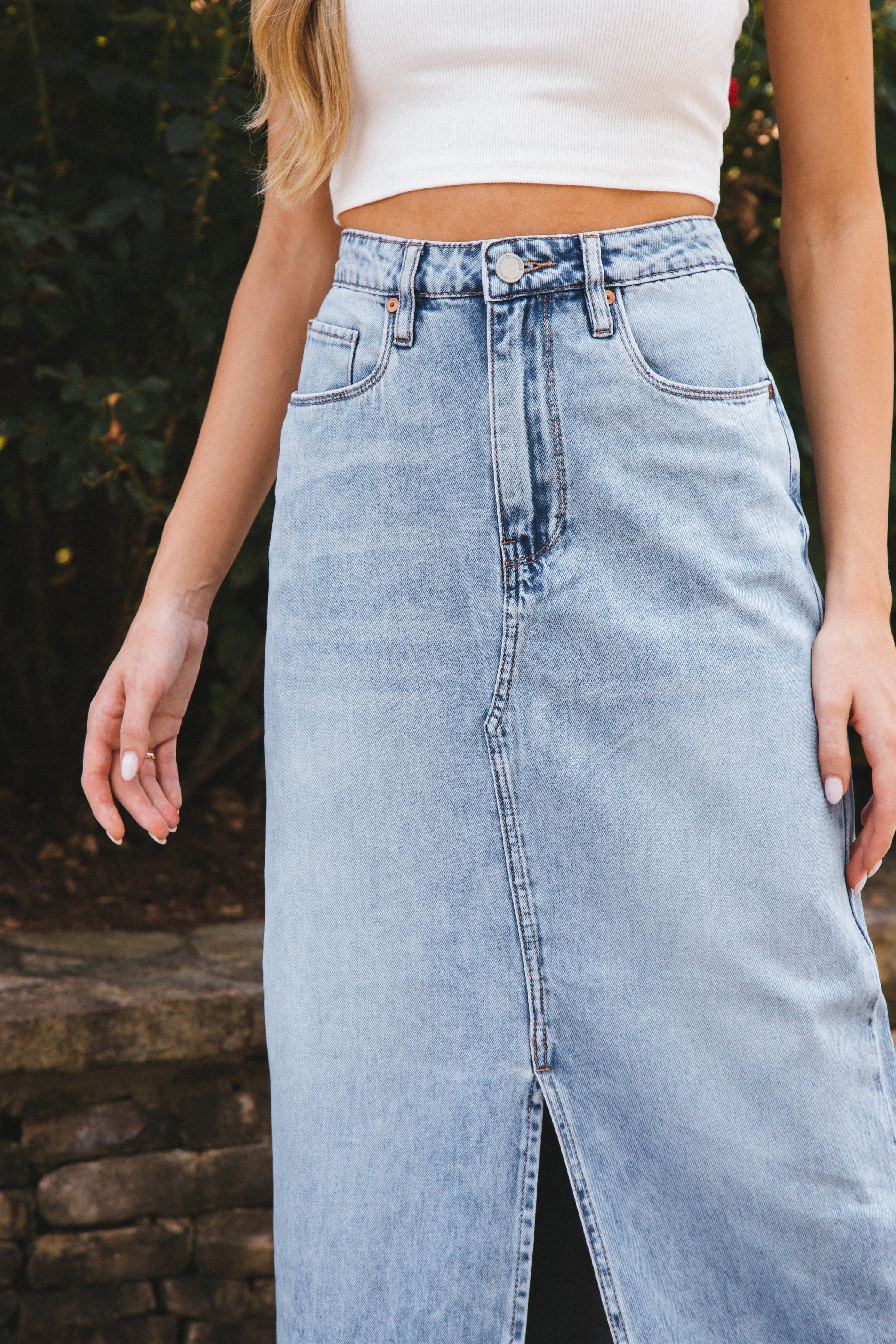 Jean Maxi Skirt, In My Mind | Blank NYC sold by North & Main Clothing Company product image thumbnail 5