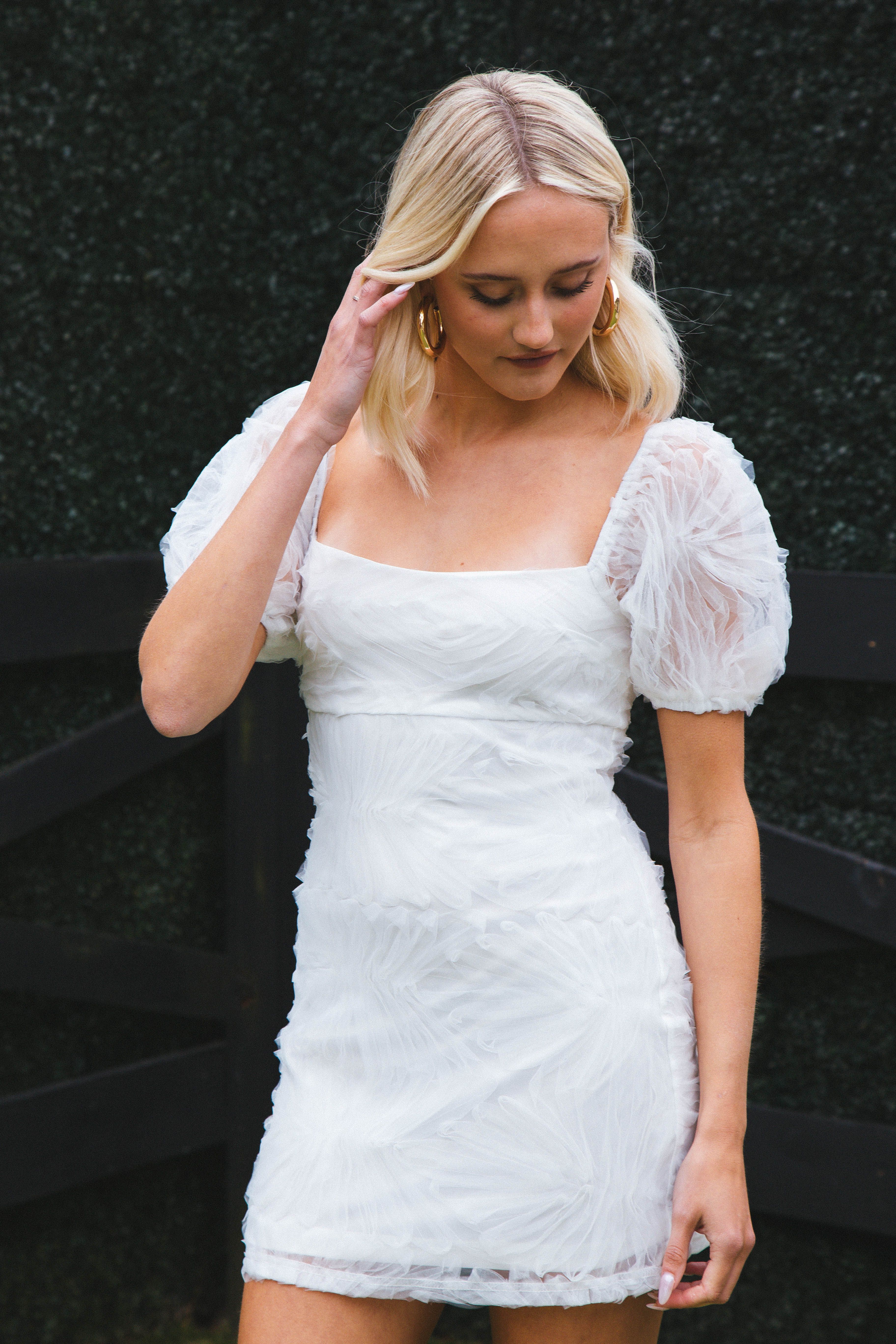 Marley Mesh Dress, White sold by North & Main Clothing Company product image thumbnail 4