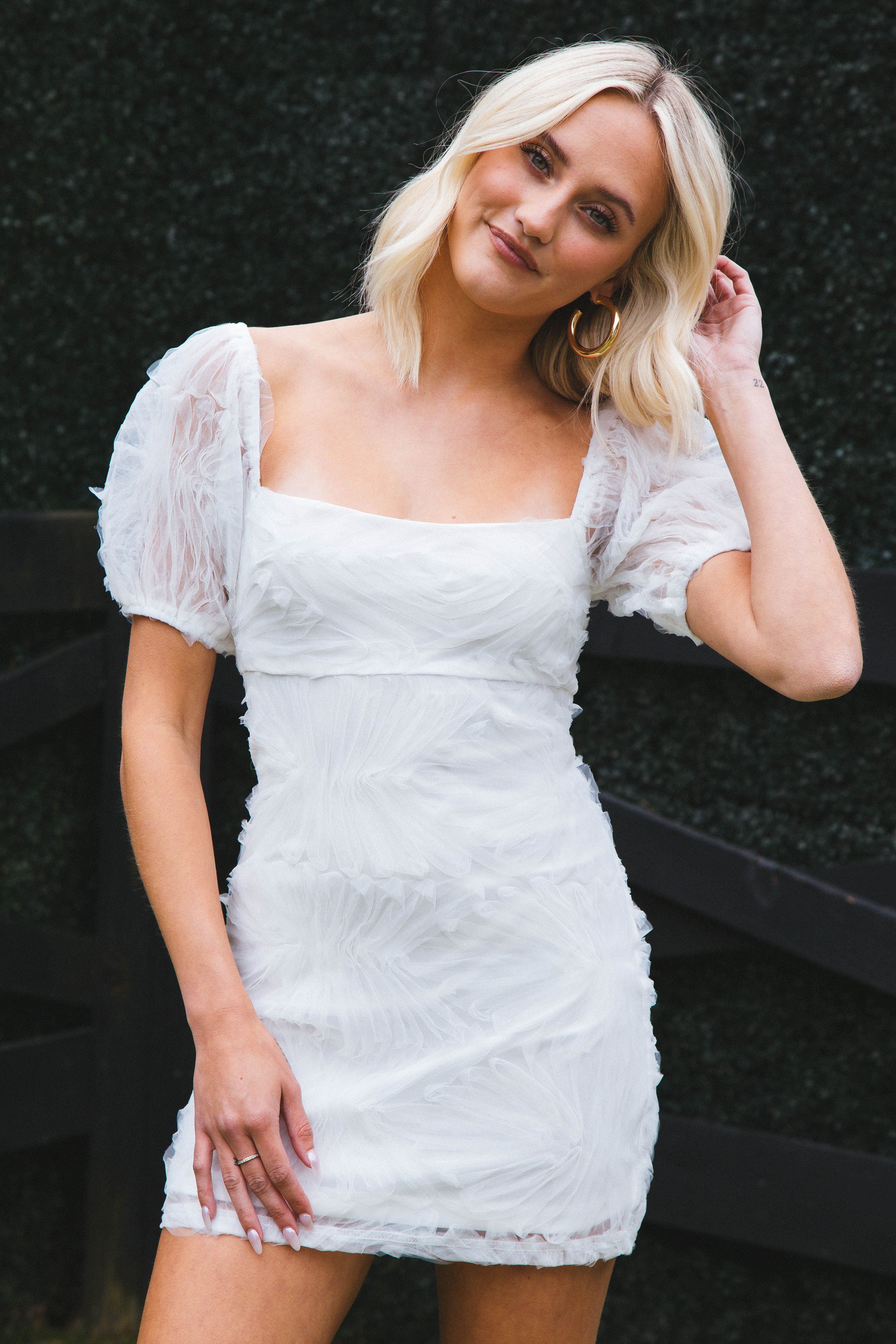 Marley Mesh Dress, White sold by North & Main Clothing Company